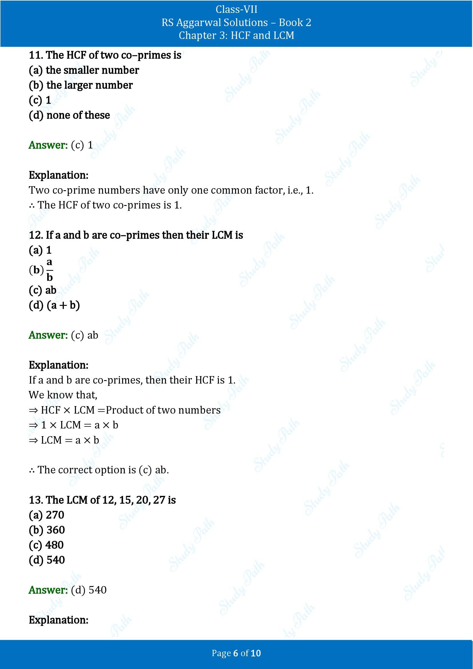 RS Aggarwal Solutions Class 7 Book 2 Chapter 3 HCF and LCM Exercise 3D 00006