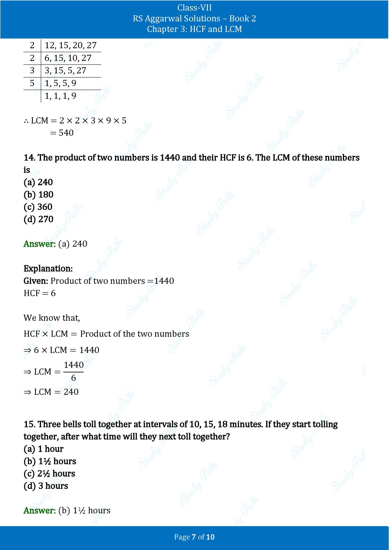 RS Aggarwal Solutions Class 7 Book 2 Chapter 3 HCF and LCM Exercise 3D 00007