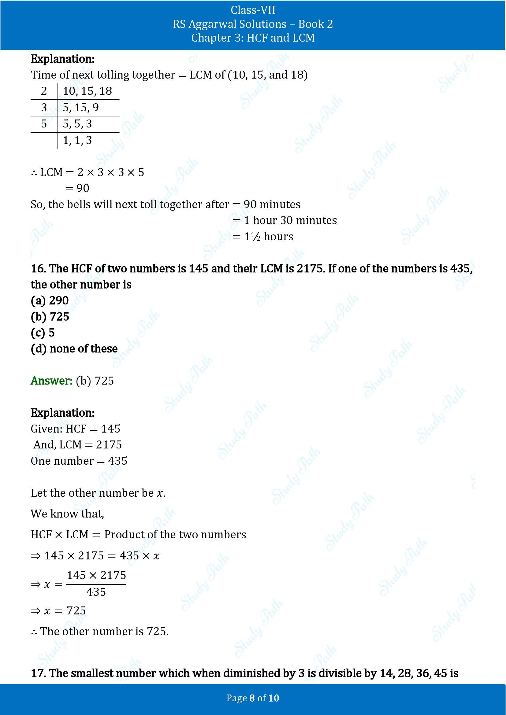 RS Aggarwal Solutions Class 7 Book 2 Chapter 3 HCF and LCM Exercise 3D 00008
