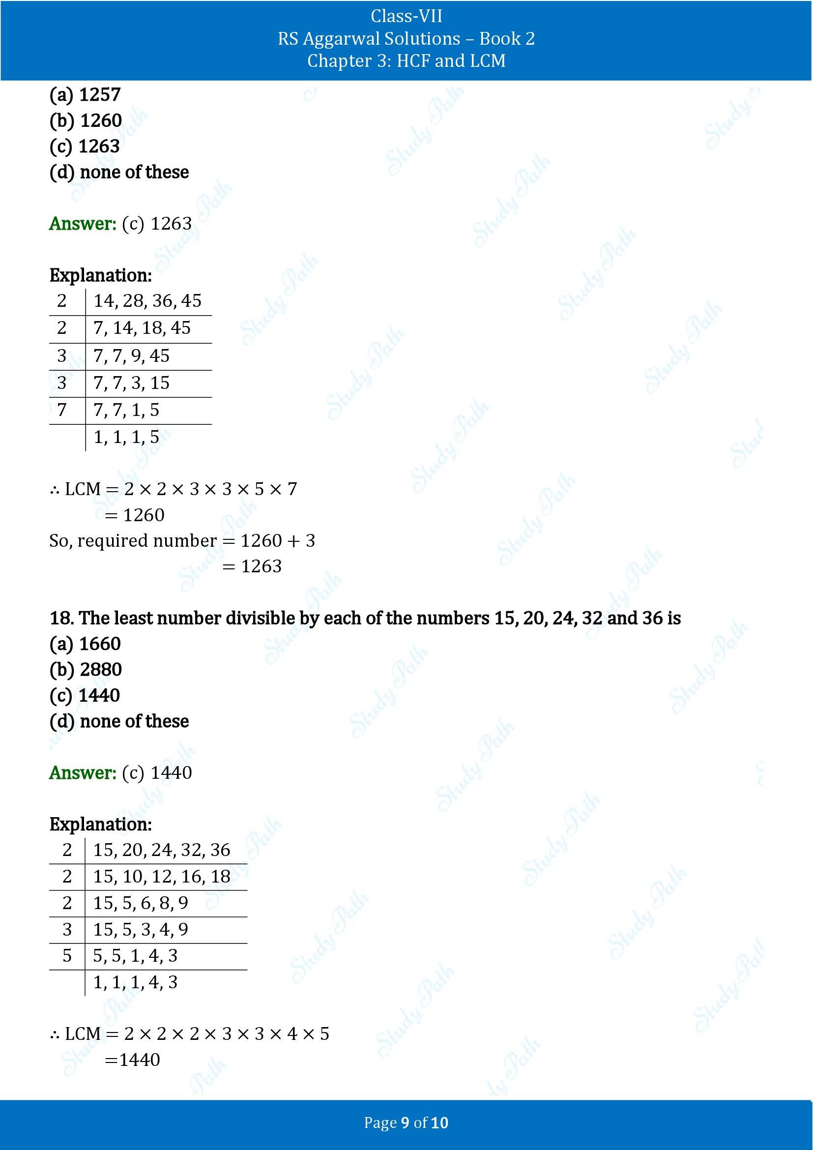 RS Aggarwal Solutions Class 7 Book 2 Chapter 3 HCF and LCM Exercise 3D 00009