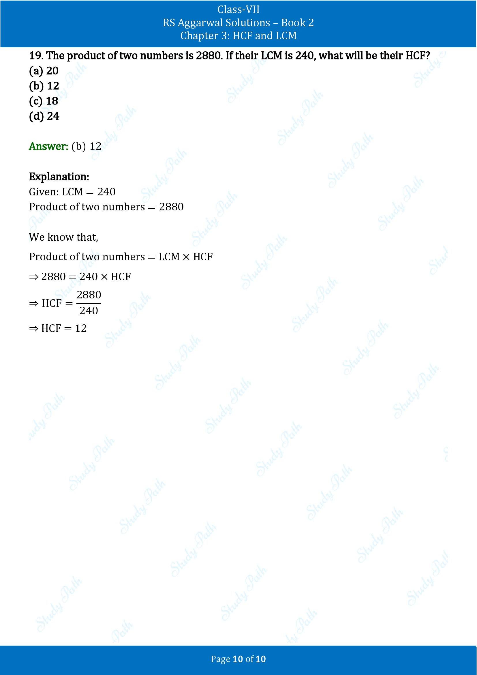 RS Aggarwal Solutions Class 7 Book 2 Chapter 3 HCF and LCM Exercise 3D 00010