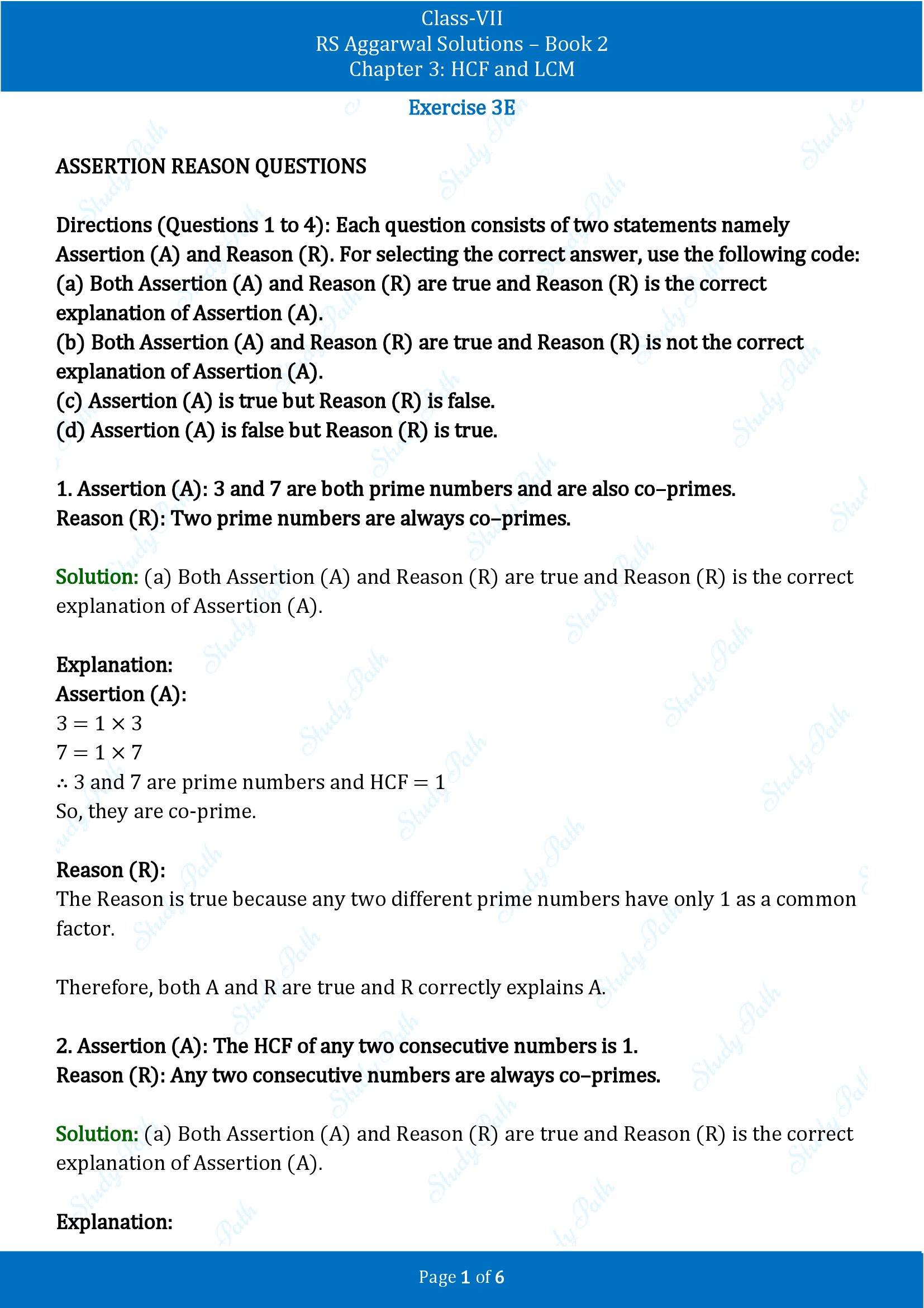 RS Aggarwal Solutions Class 7 Book 2 Chapter 3 HCF and LCM Exercise 3E 00001