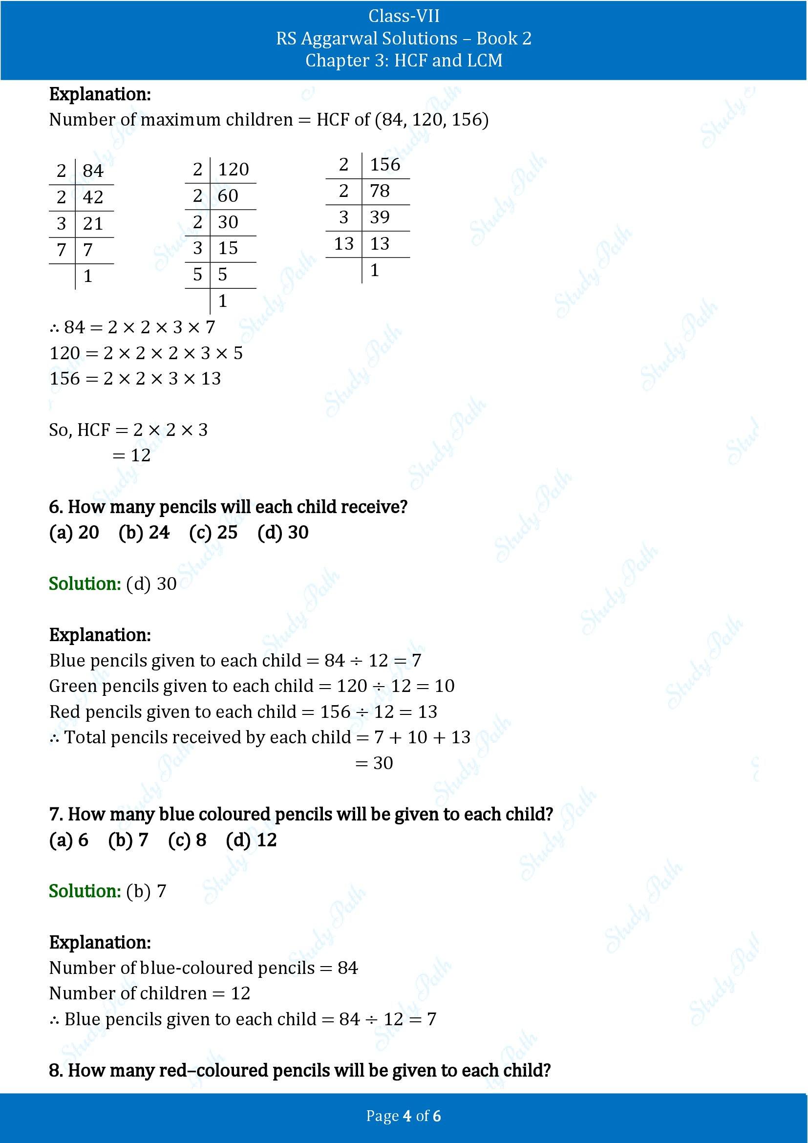 RS Aggarwal Solutions Class 7 Book 2 Chapter 3 HCF and LCM Exercise 3E 00004