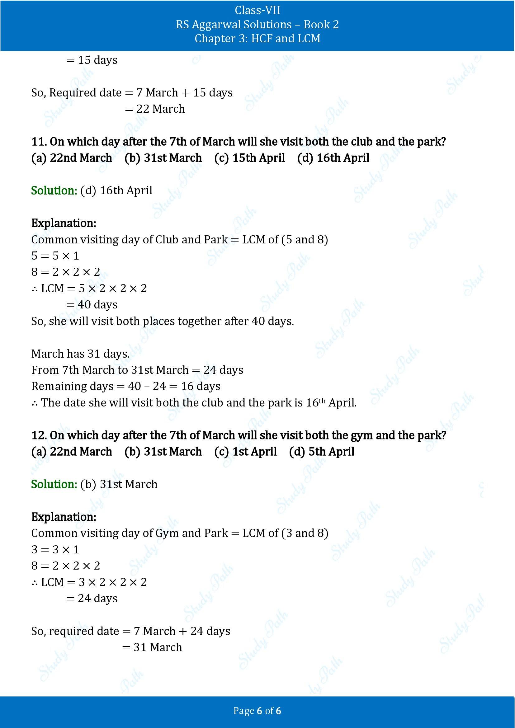 RS Aggarwal Solutions Class 7 Book 2 Chapter 3 HCF and LCM Exercise 3E 00006