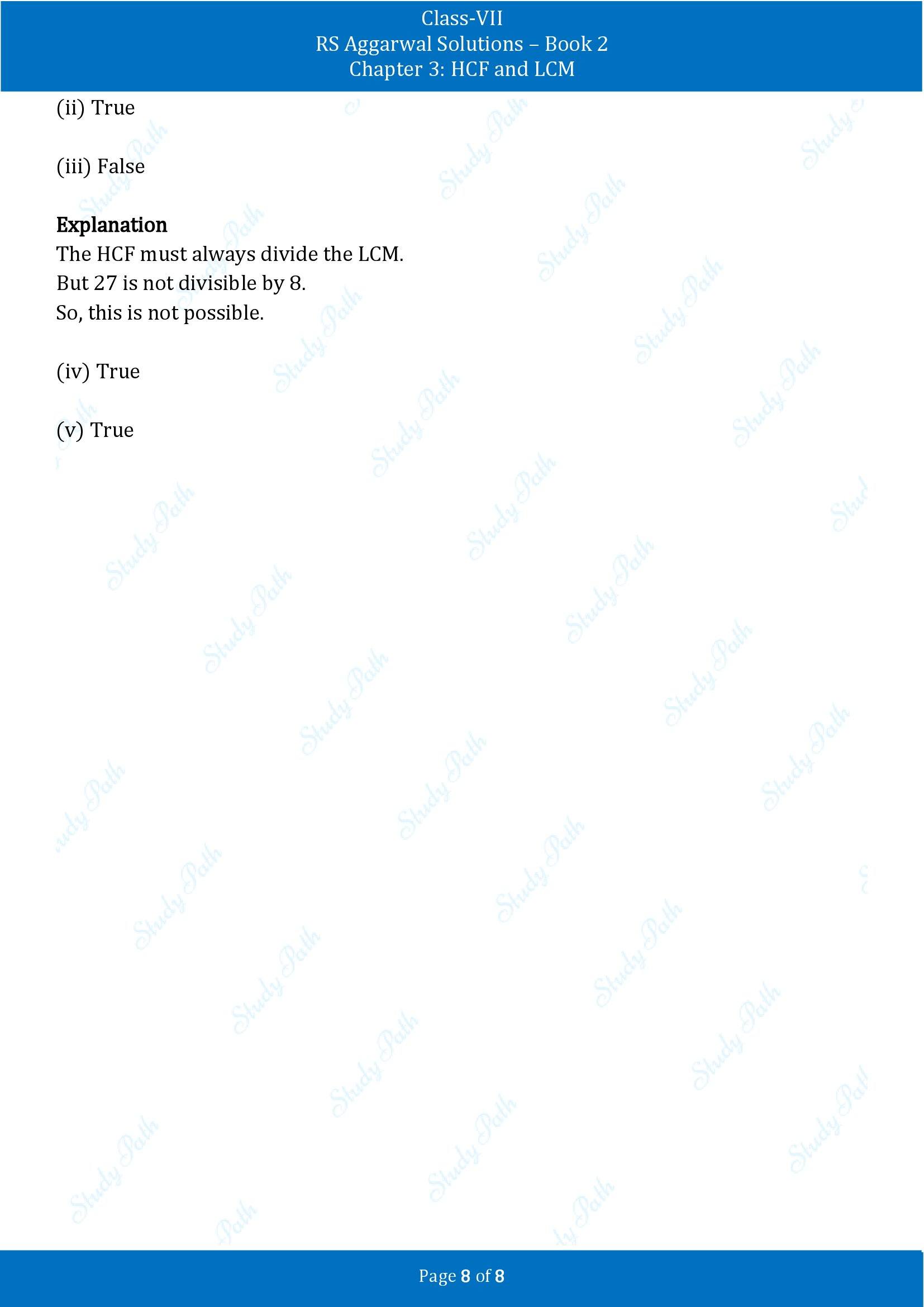 RS Aggarwal Solutions Class 7 Book 2 Chapter 3 HCF and LCM Test Paper 3 00008
