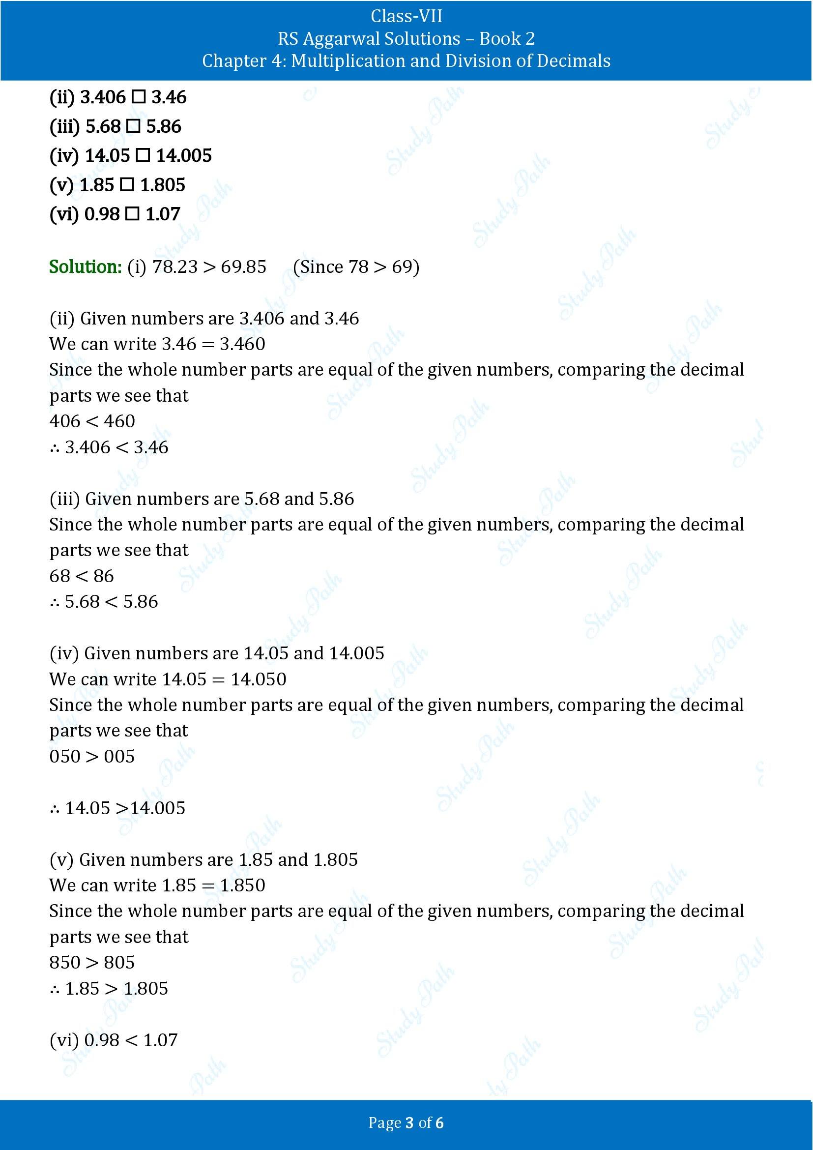 RS Aggarwal Solutions Class 7 Book 2 Chapter 4 Multiplication and Division of Decimals Exercise 4A 00003