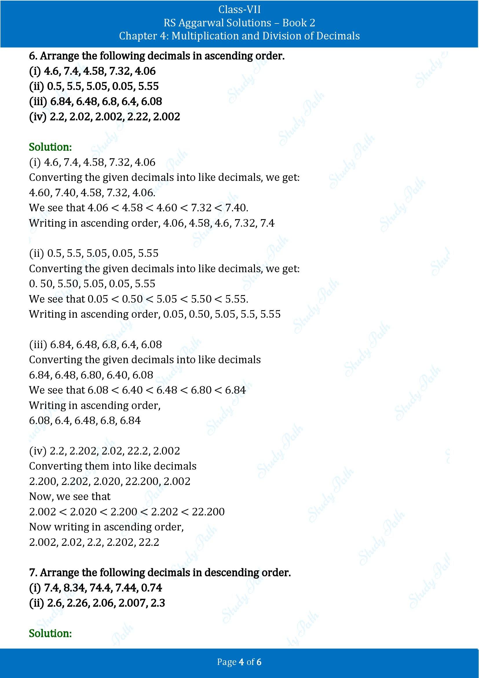 RS Aggarwal Solutions Class 7 Book 2 Chapter 4 Multiplication and Division of Decimals Exercise 4A 00004