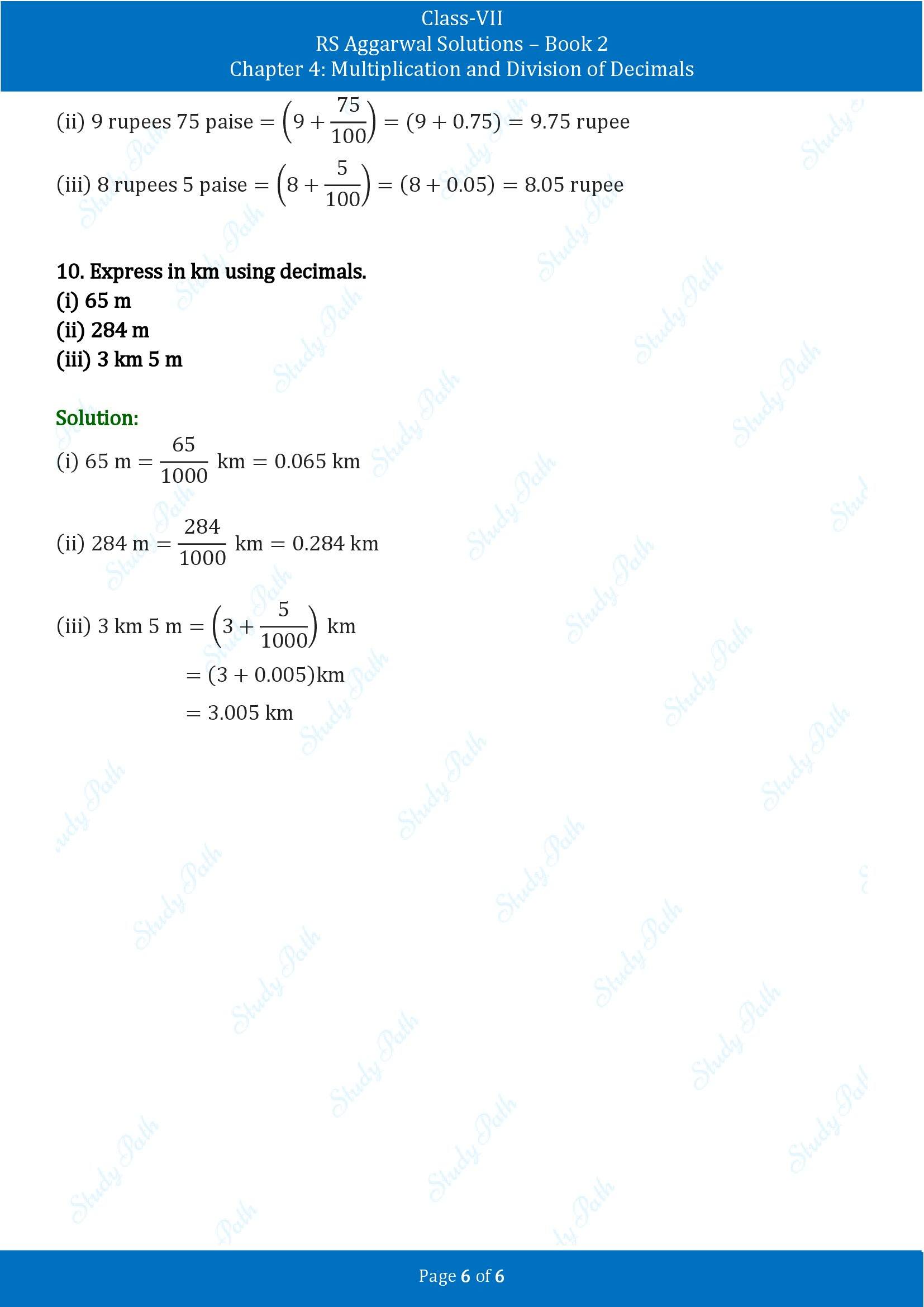 RS Aggarwal Solutions Class 7 Book 2 Chapter 4 Multiplication and Division of Decimals Exercise 4A 00006