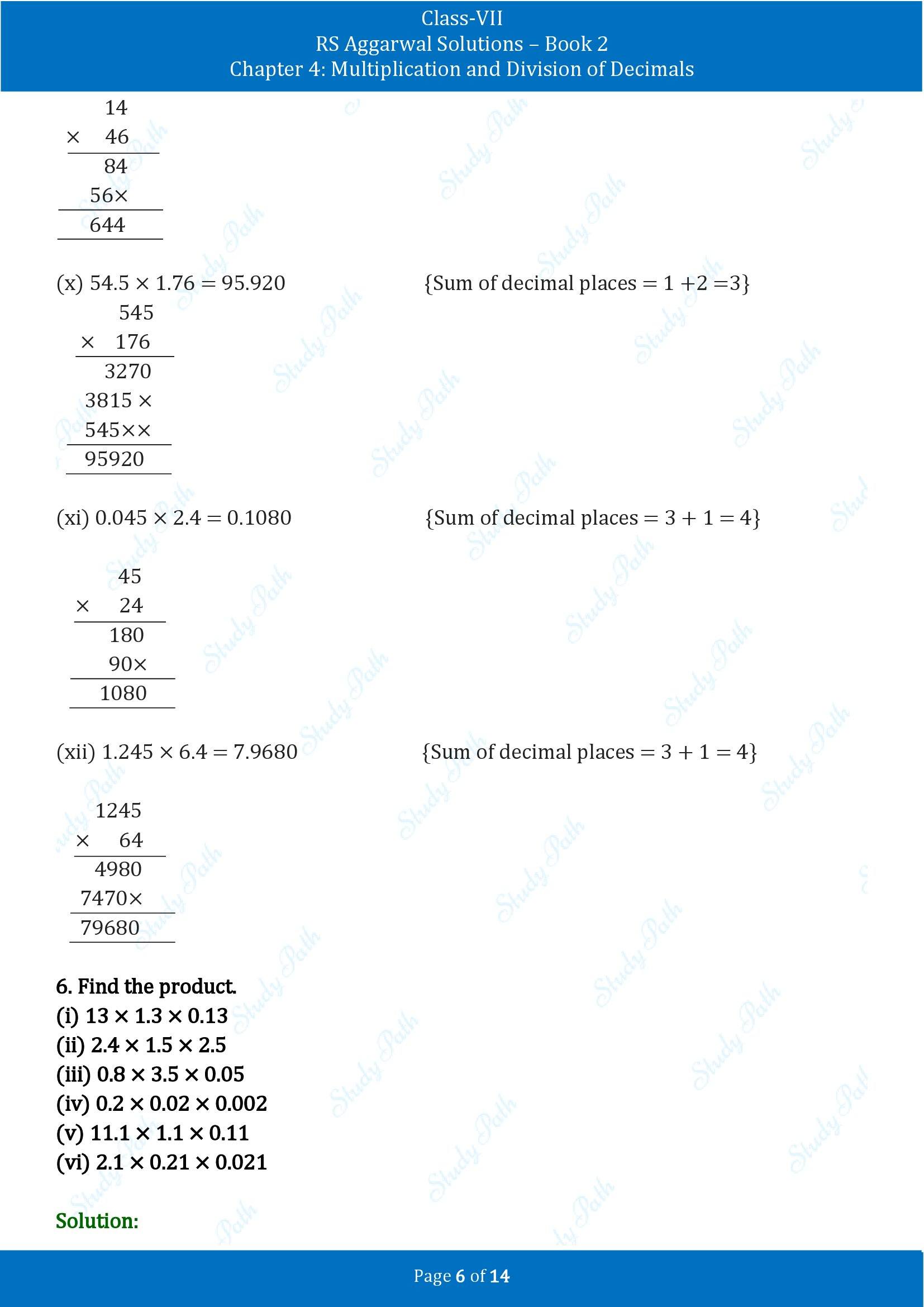 RS Aggarwal Solutions Class 7 Book 2 Chapter 4 Multiplication and Division of Decimals Exercise 4C 00006