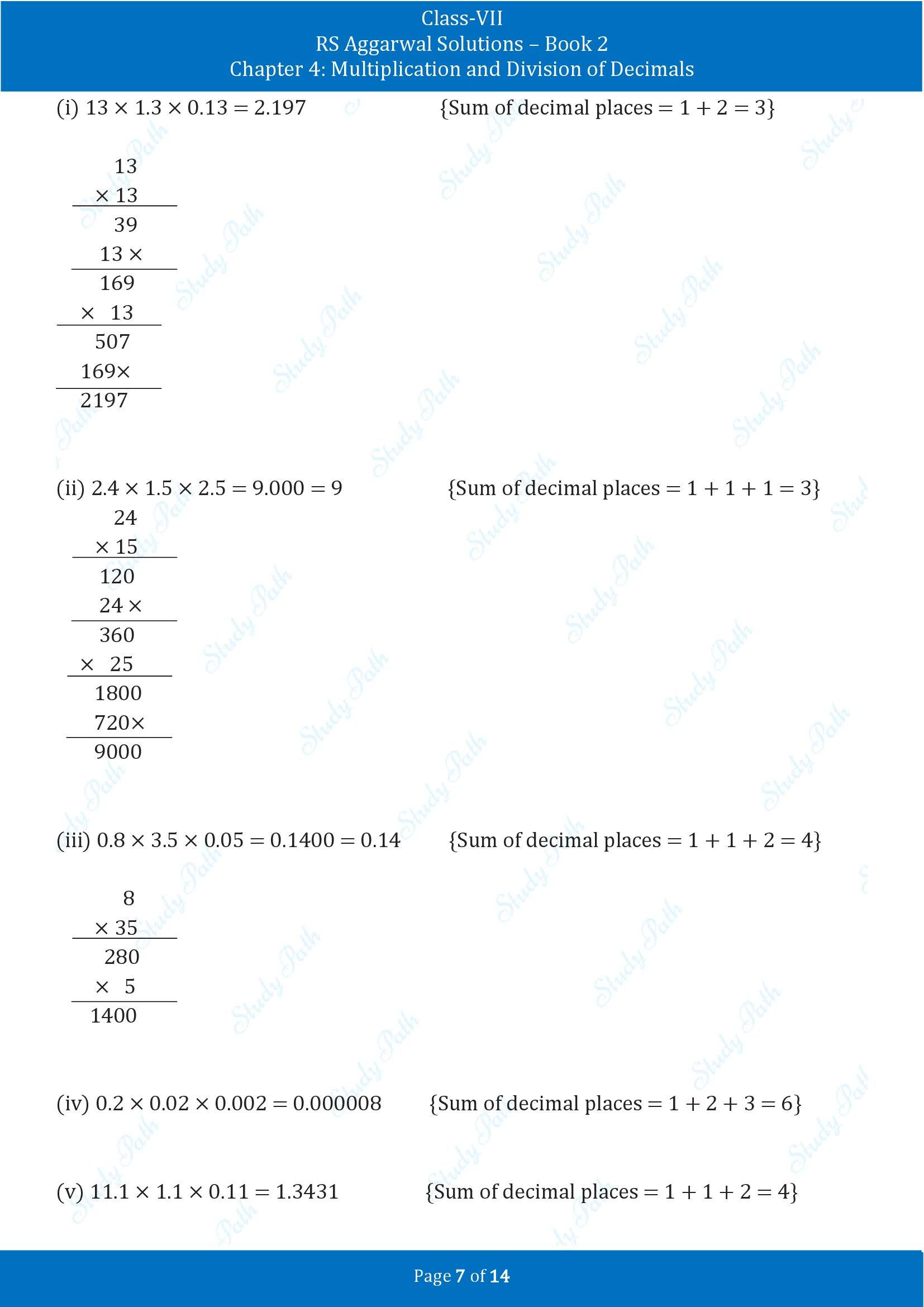 RS Aggarwal Solutions Class 7 Book 2 Chapter 4 Multiplication and Division of Decimals Exercise 4C 00007