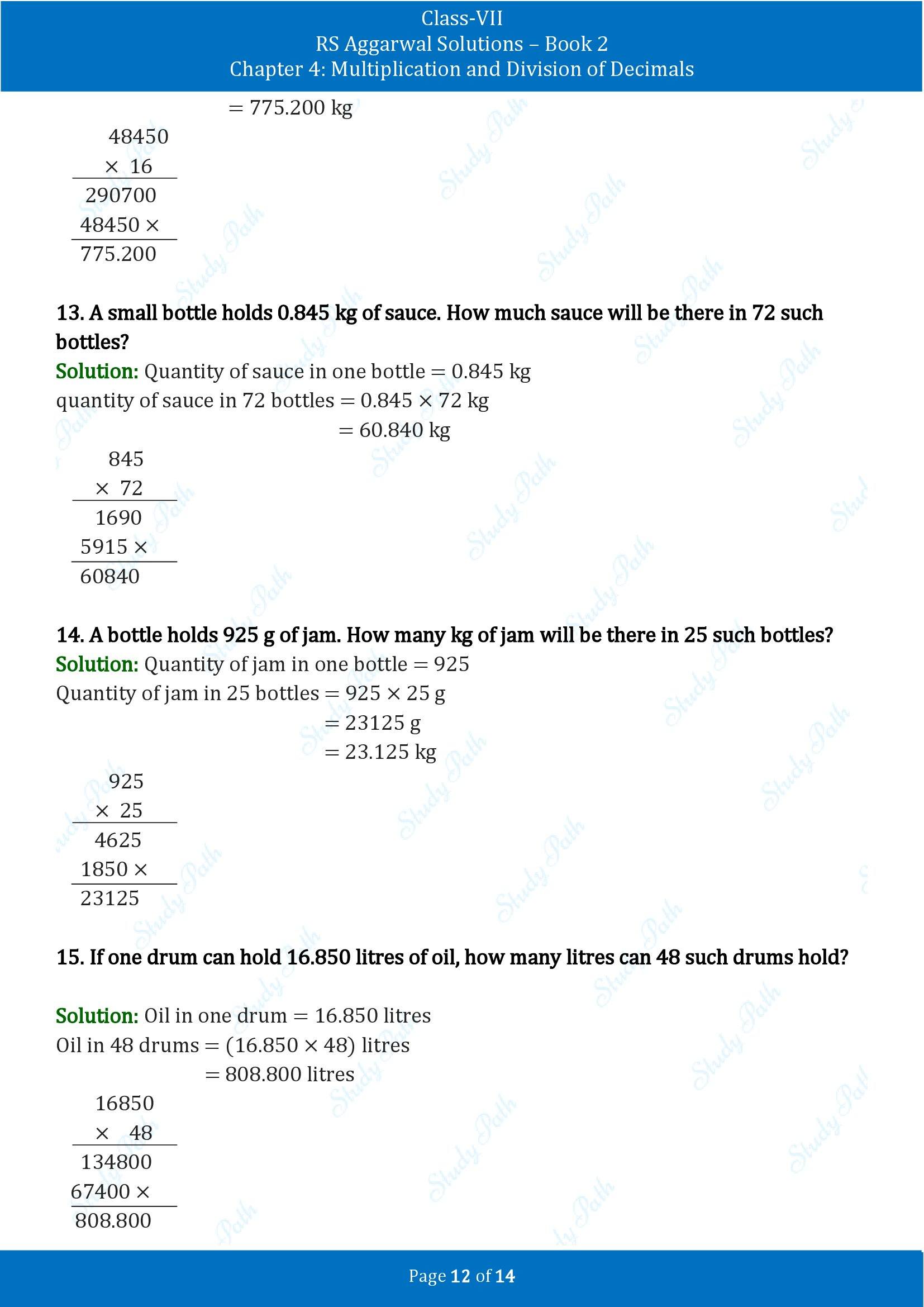 RS Aggarwal Solutions Class 7 Book 2 Chapter 4 Multiplication and Division of Decimals Exercise 4C 00012