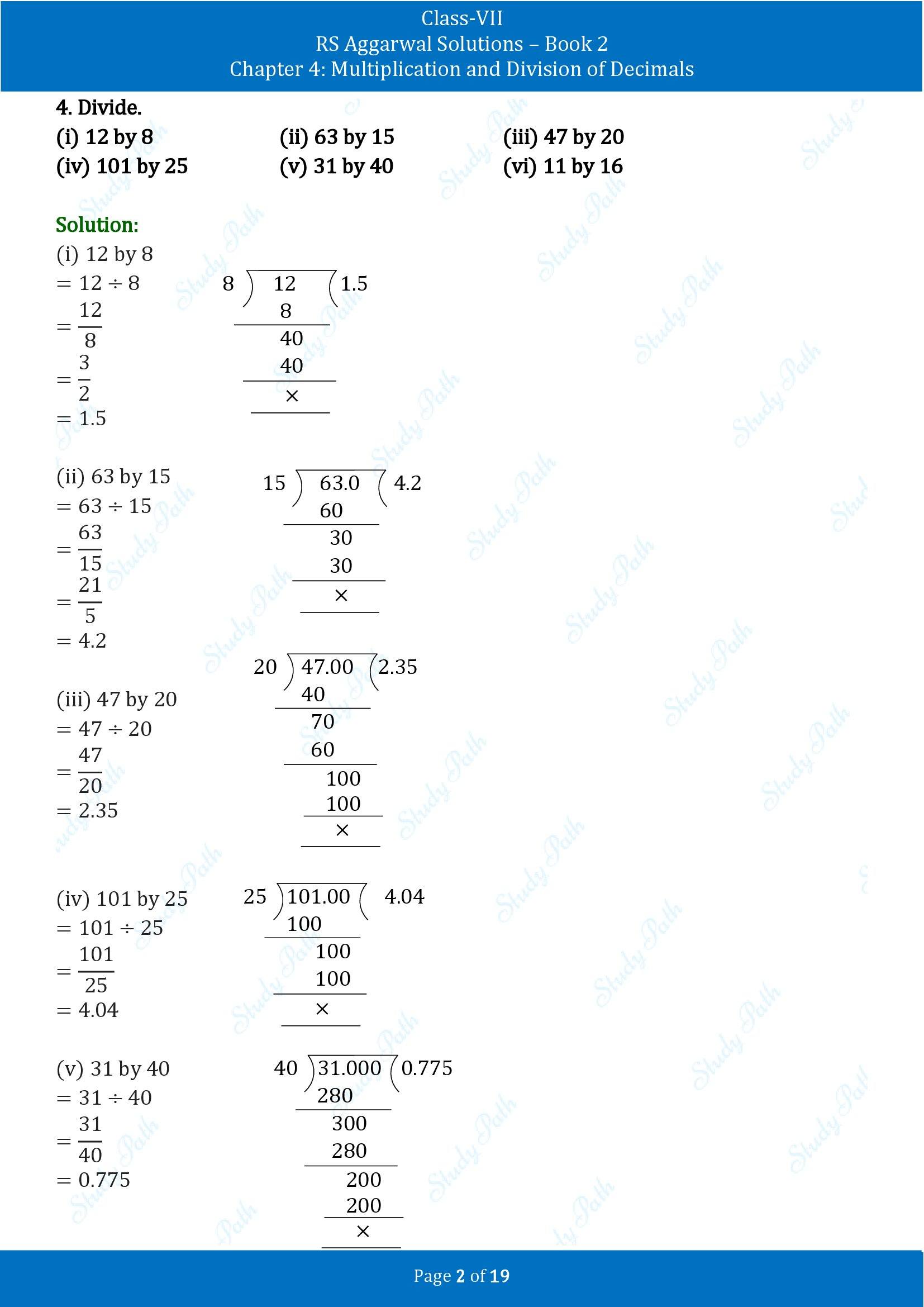 RS Aggarwal Solutions Class 7 Book 2 Chapter 4 Multiplication and Division of Decimals Exercise 4D 00002