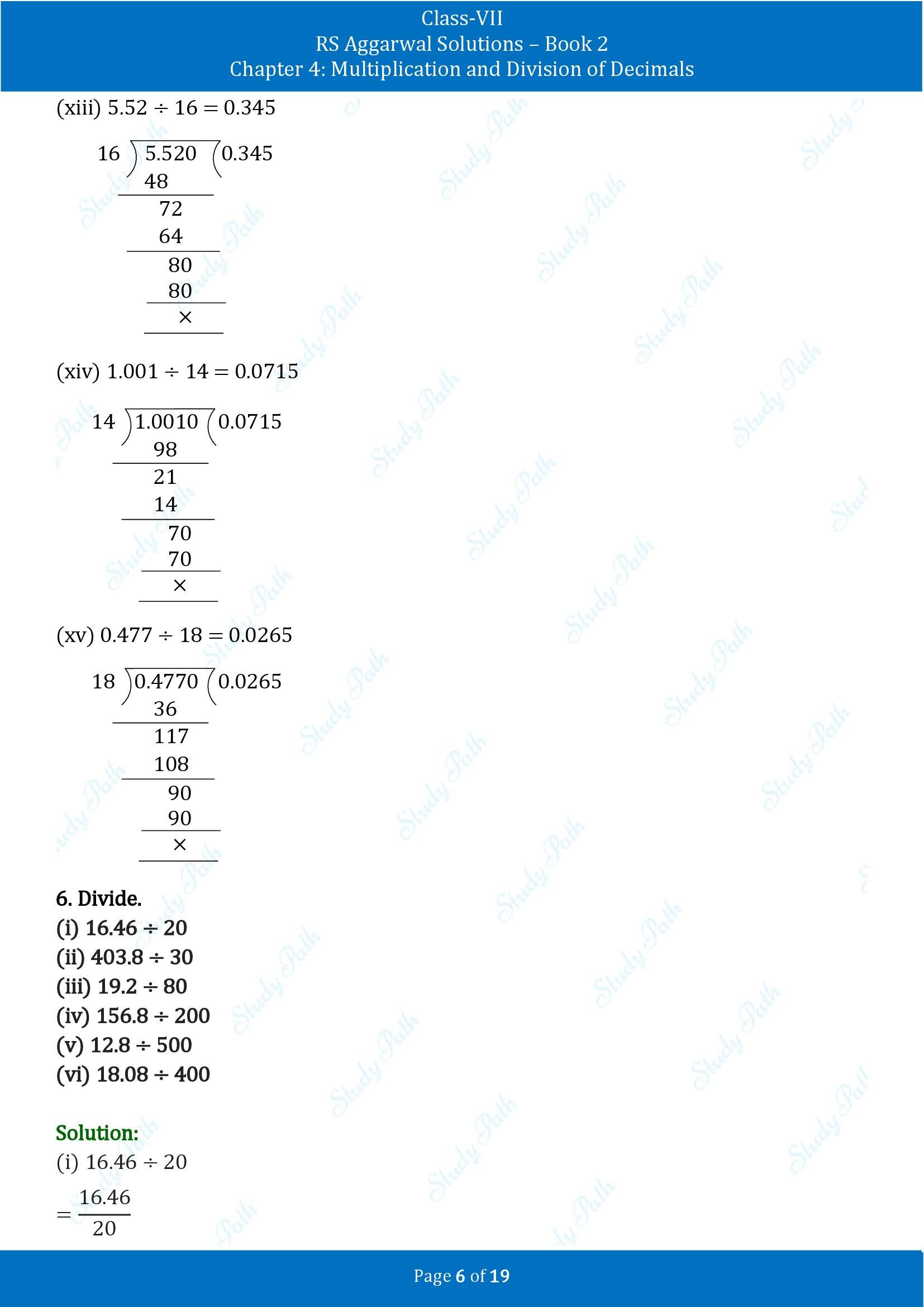 RS Aggarwal Solutions Class 7 Book 2 Chapter 4 Multiplication and Division of Decimals Exercise 4D 00006