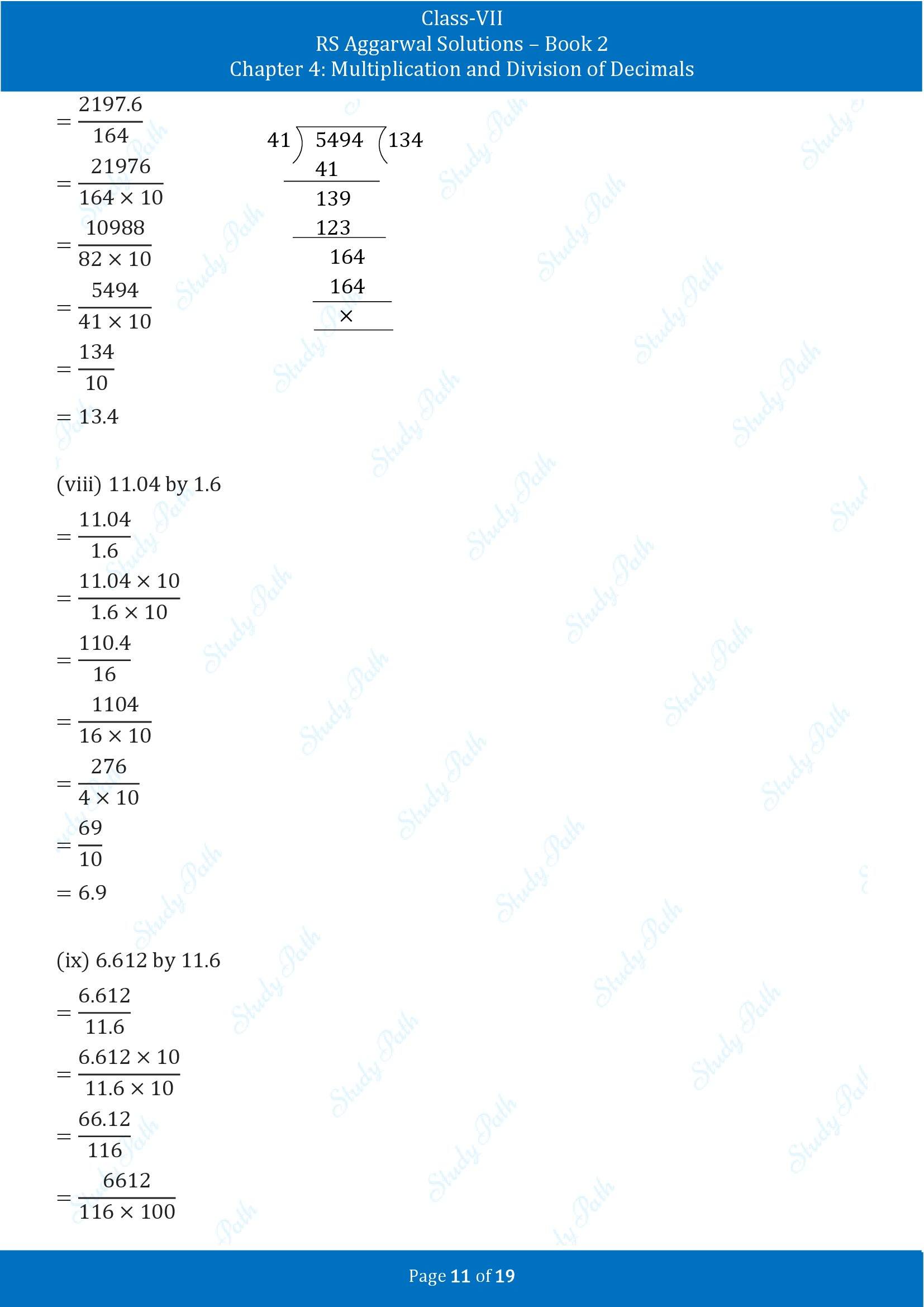 RS Aggarwal Solutions Class 7 Book 2 Chapter 4 Multiplication and Division of Decimals Exercise 4D 00011