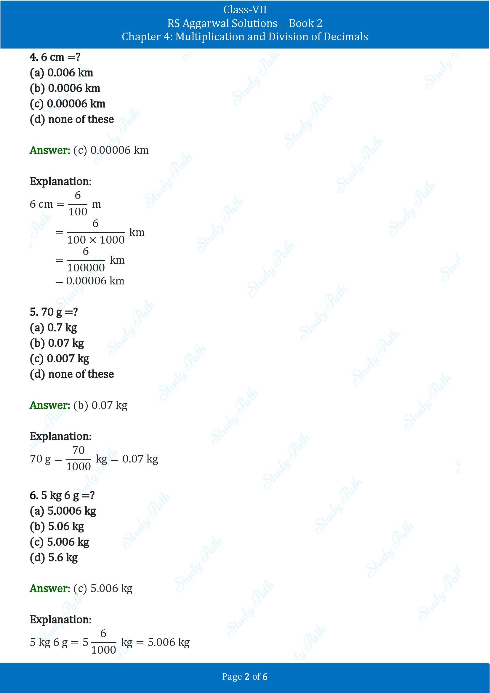 RS Aggarwal Solutions Class 7 Book 2 Chapter 4 Multiplication and Division of Decimals Exercise 4E 00002