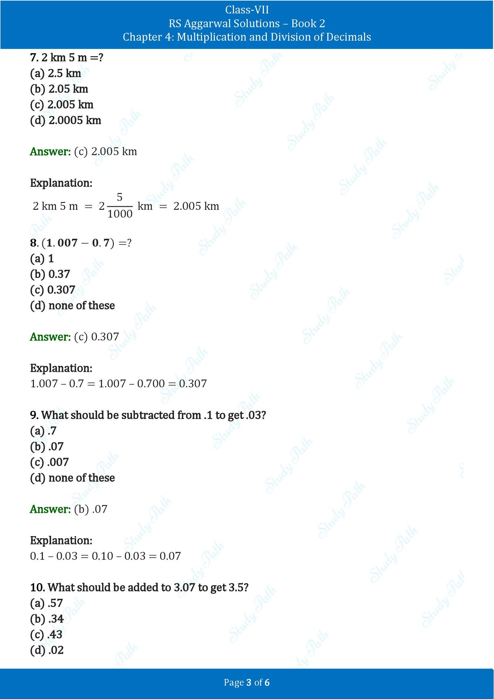 RS Aggarwal Solutions Class 7 Book 2 Chapter 4 Multiplication and Division of Decimals Exercise 4E 00003