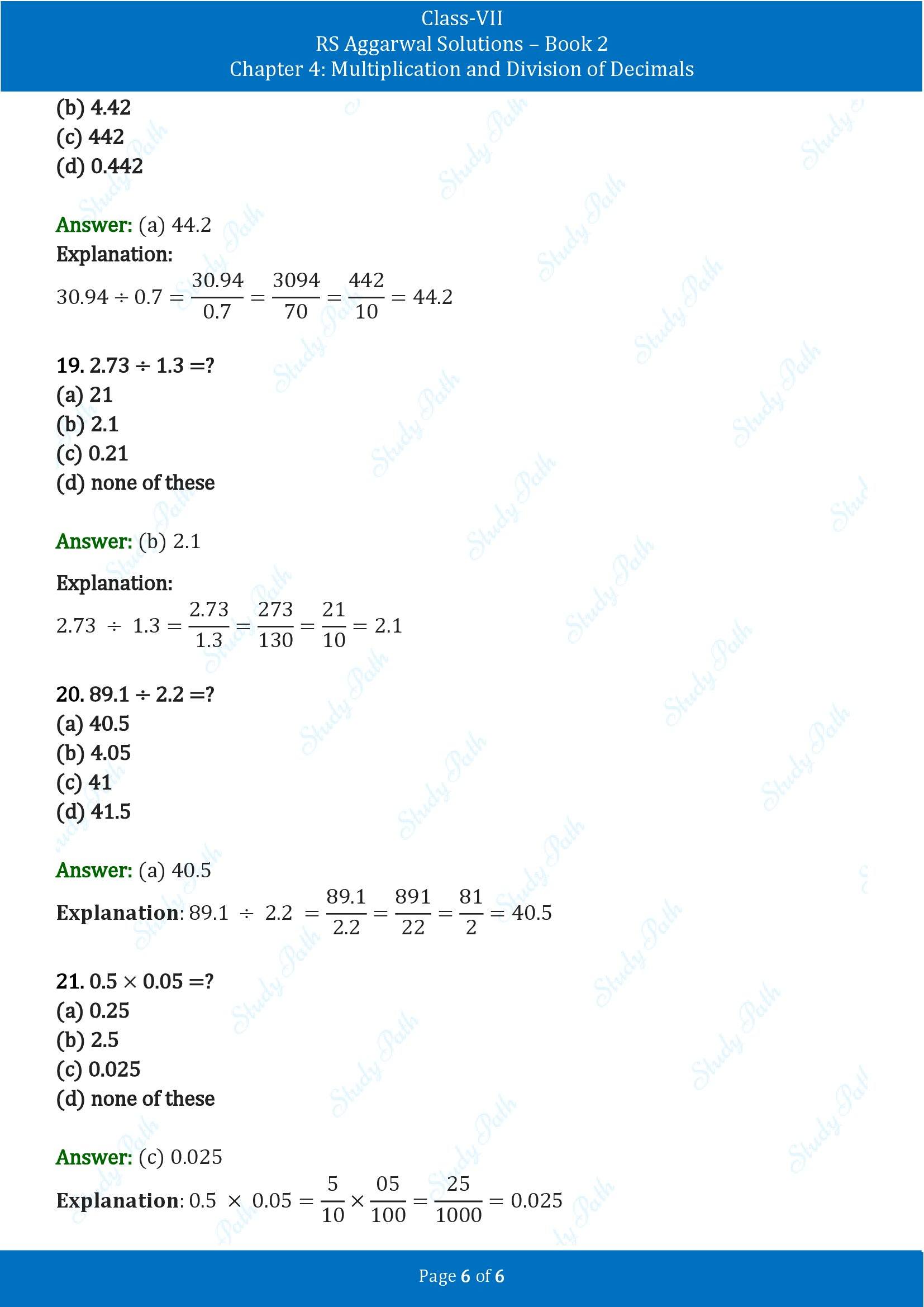 RS Aggarwal Solutions Class 7 Book 2 Chapter 4 Multiplication and Division of Decimals Exercise 4E 00006
