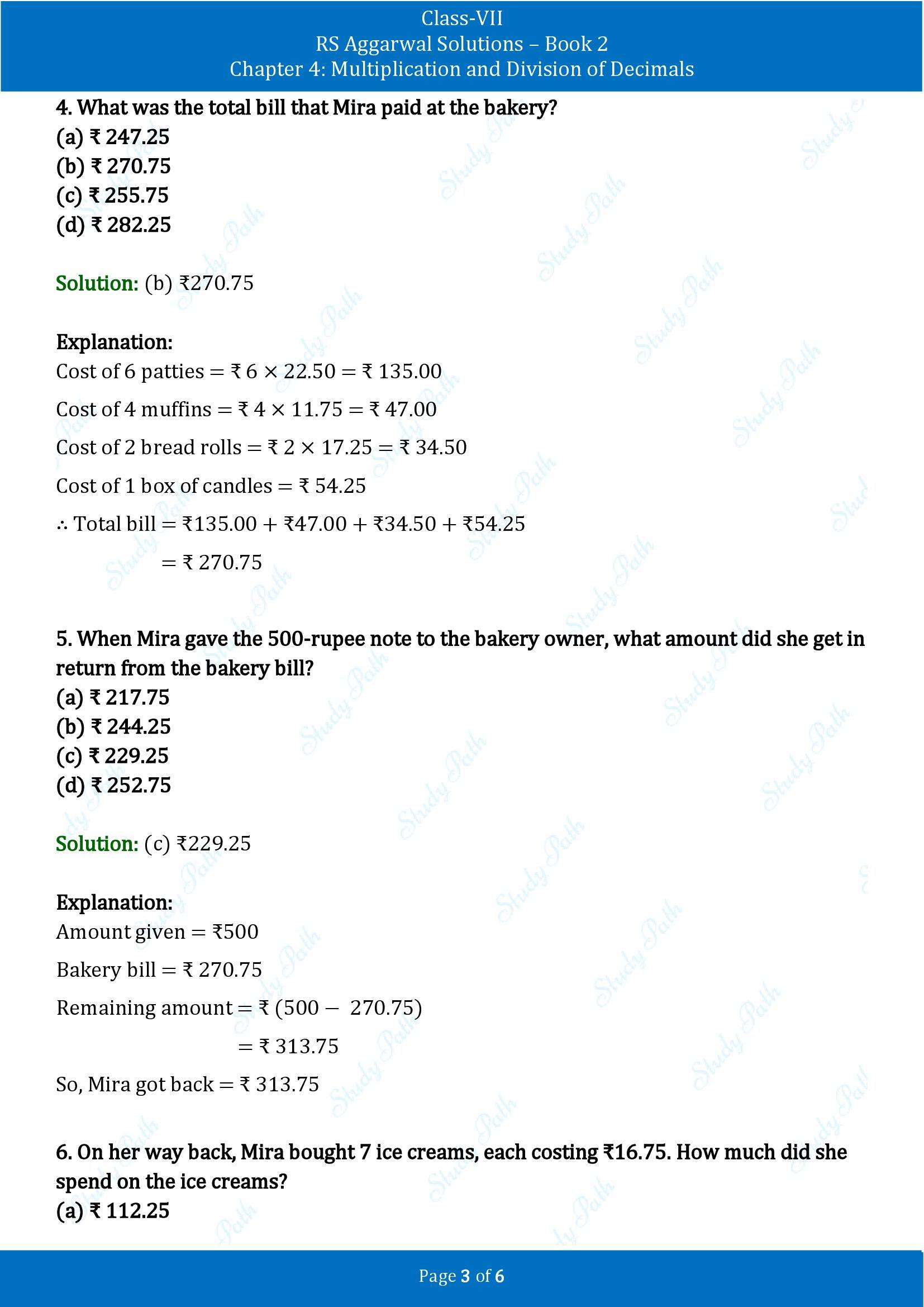 RS Aggarwal Solutions Class 7 Book 2 Chapter 4 Multiplication and Division of Decimals Exercise 4F 00003