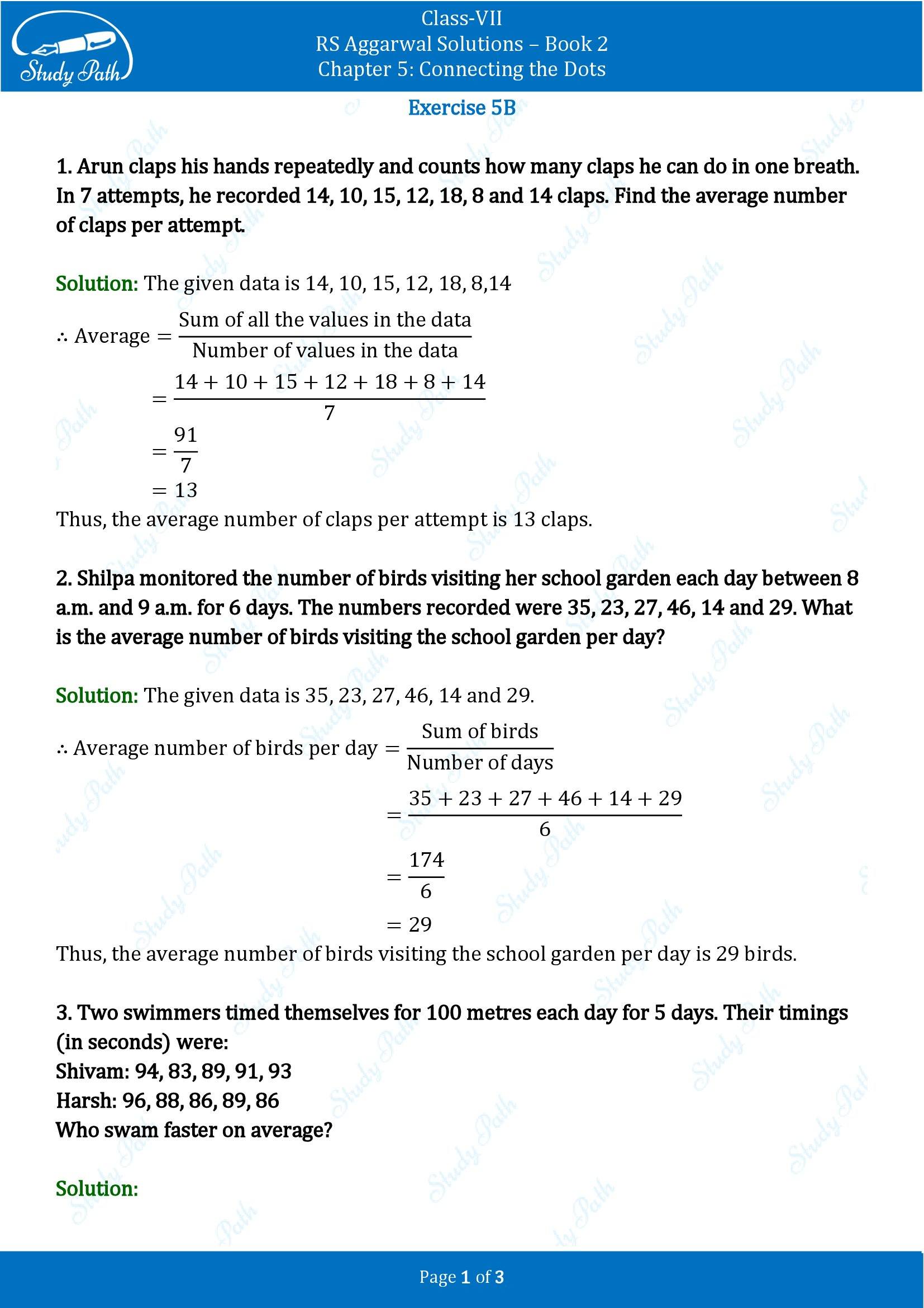 RS Aggarwal Solutions Class 7 Book 2 Chapter 5 Connecting the Dots Exercise 5B 00001