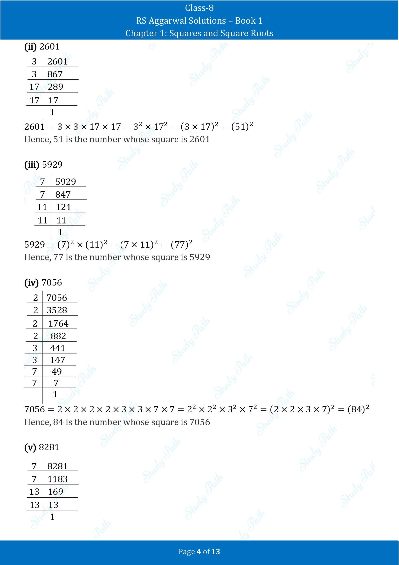 RS Aggarwal Solutions Class 8 Book 1 Chapter 1 Squares and Square Roots Exercise 1A 00004
