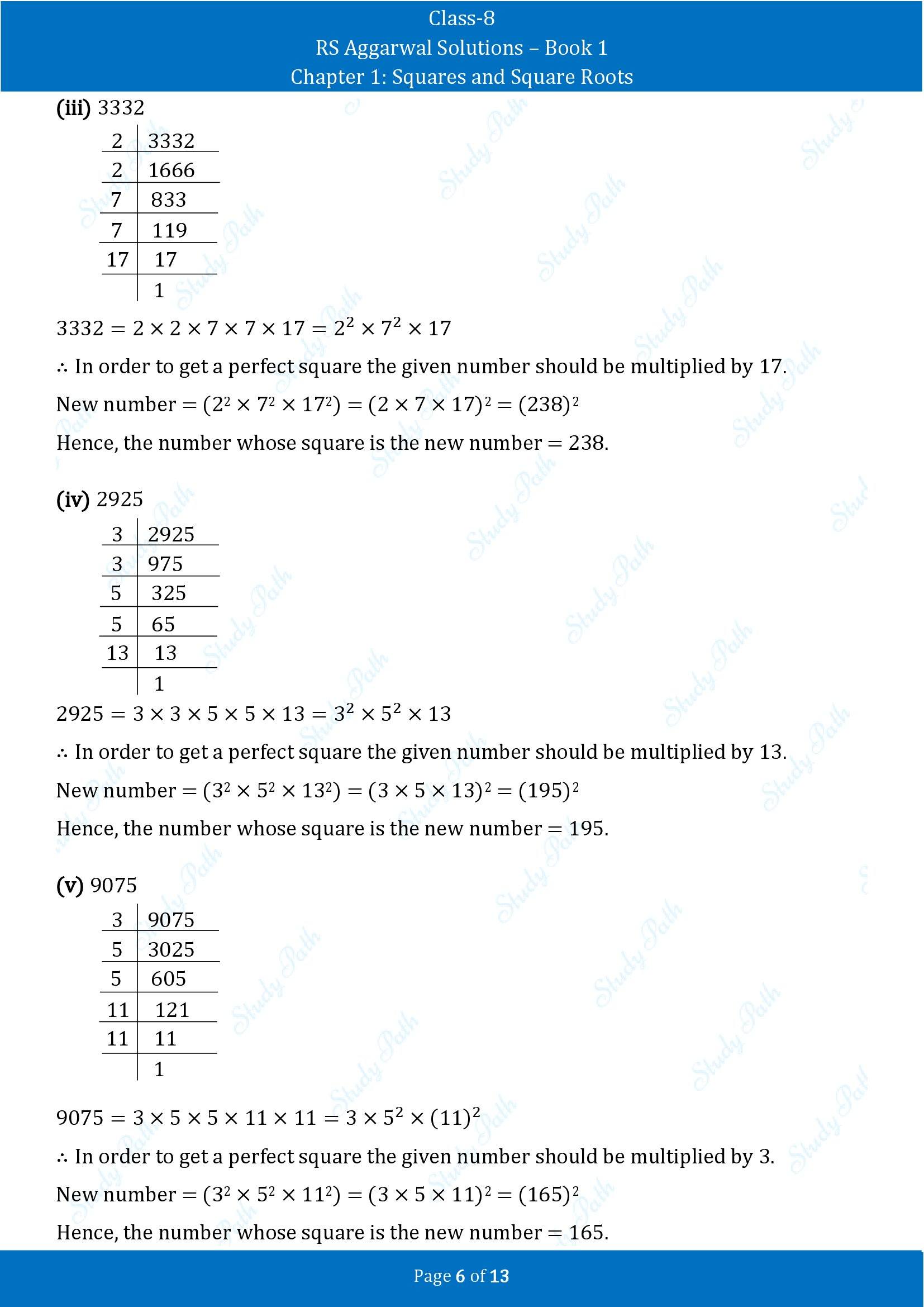 RS Aggarwal Solutions Class 8 Book 1 Chapter 1 Squares and Square Roots Exercise 1A 00006