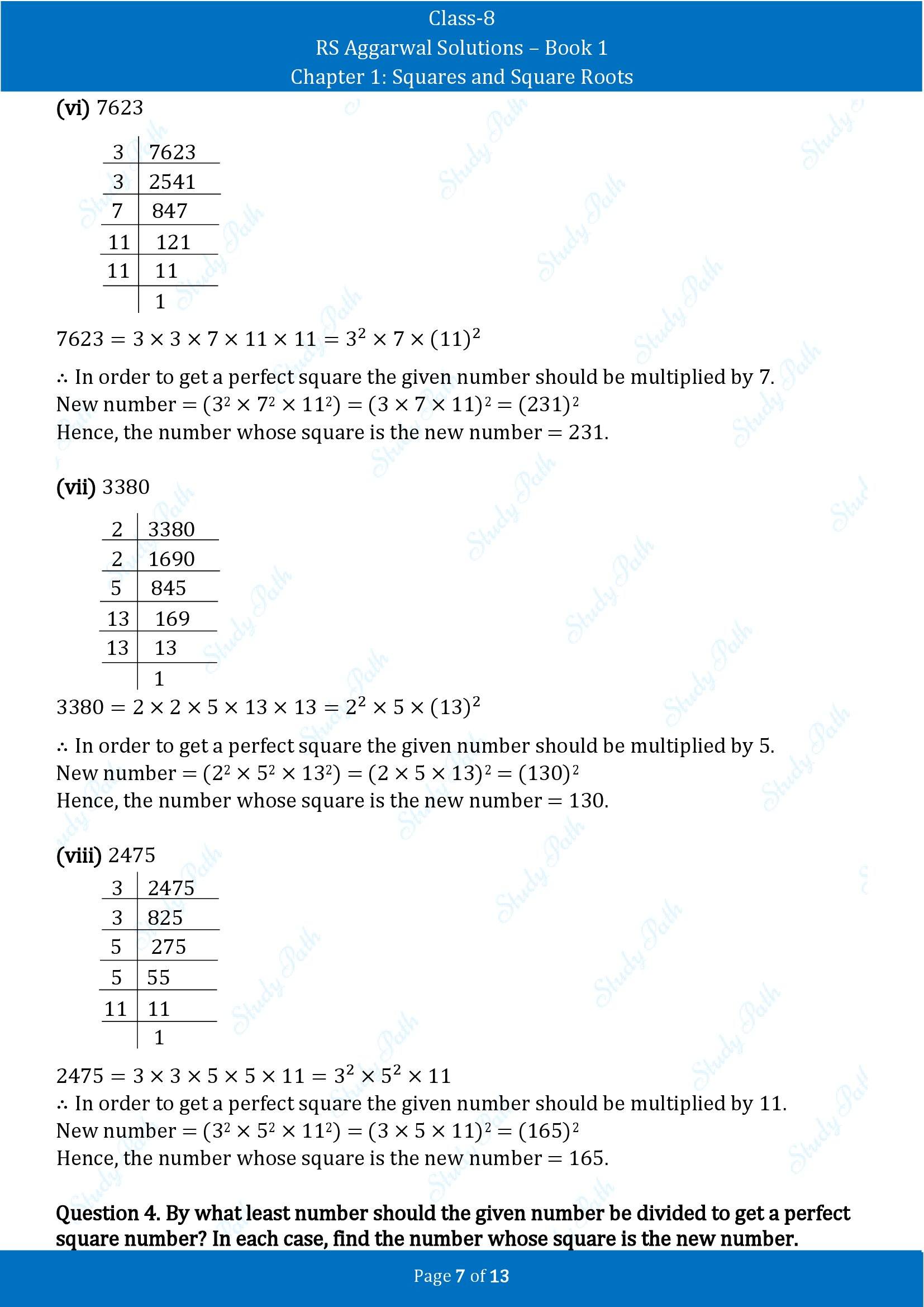 RS Aggarwal Solutions Class 8 Book 1 Chapter 1 Squares and Square Roots Exercise 1A 00007