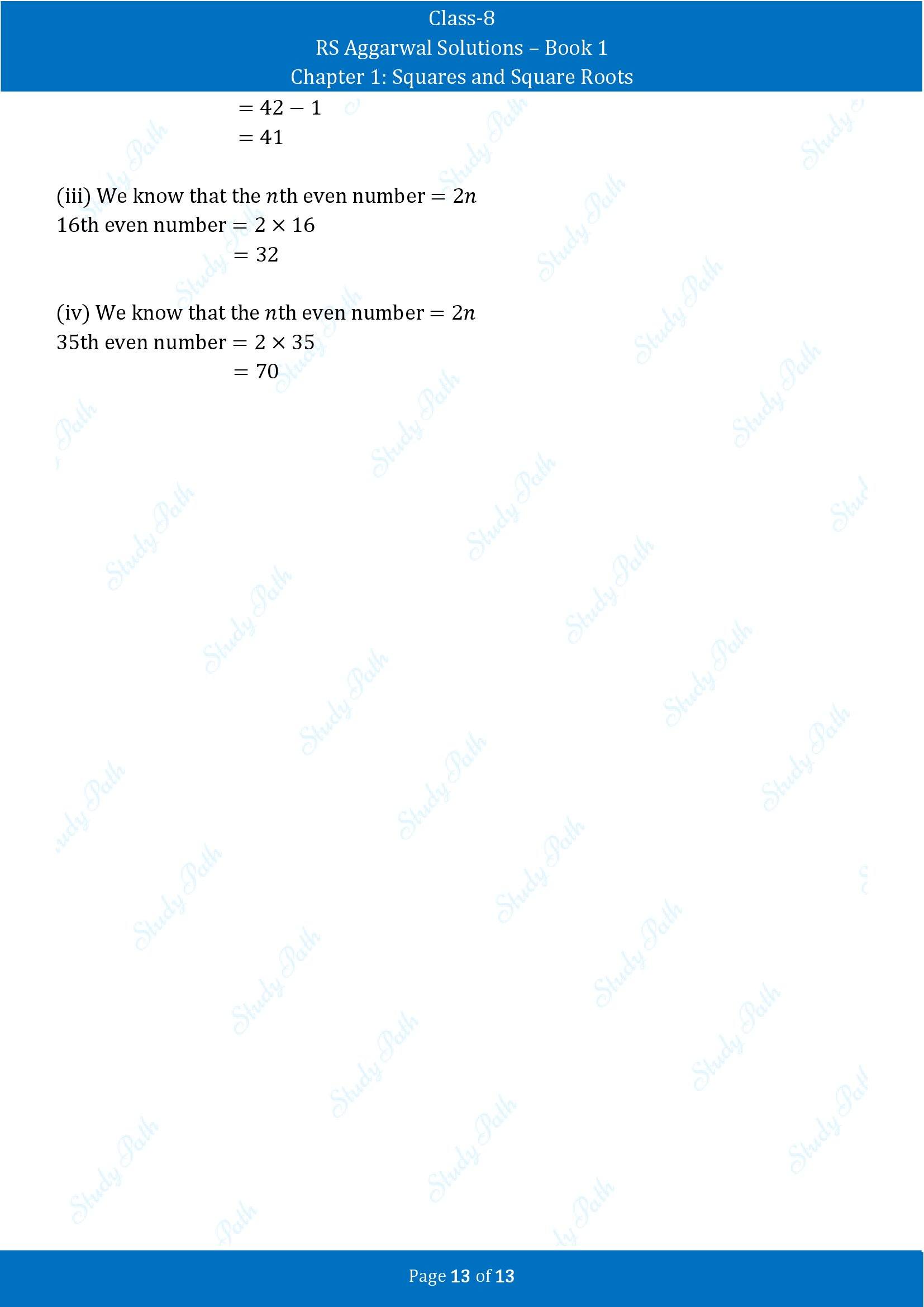 RS Aggarwal Solutions Class 8 Book 1 Chapter 1 Squares and Square Roots Exercise 1A 00013