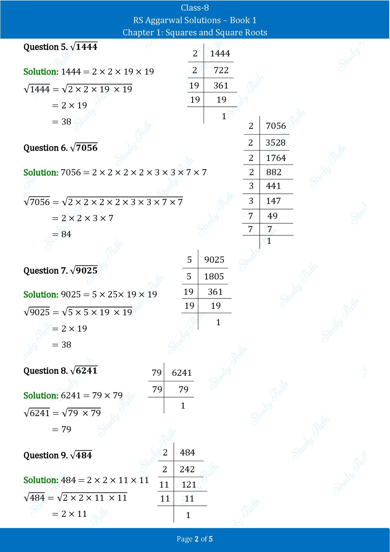 RS Aggarwal Solutions Class 8 Book 1 Chapter 1 Squares and Square Roots Exercise 1B 00002