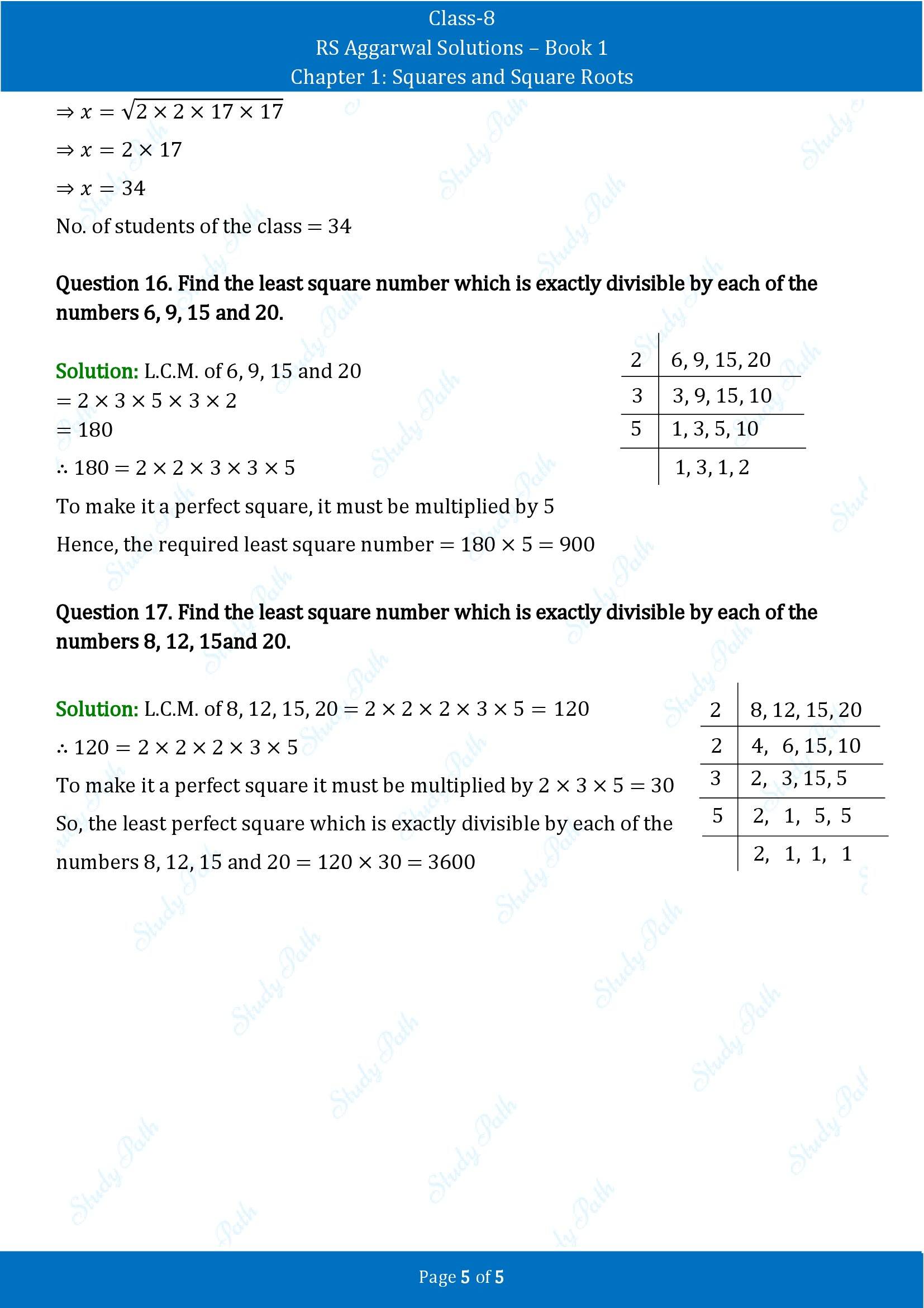 RS Aggarwal Solutions Class 8 Book 1 Chapter 1 Squares and Square Roots Exercise 1B 00005