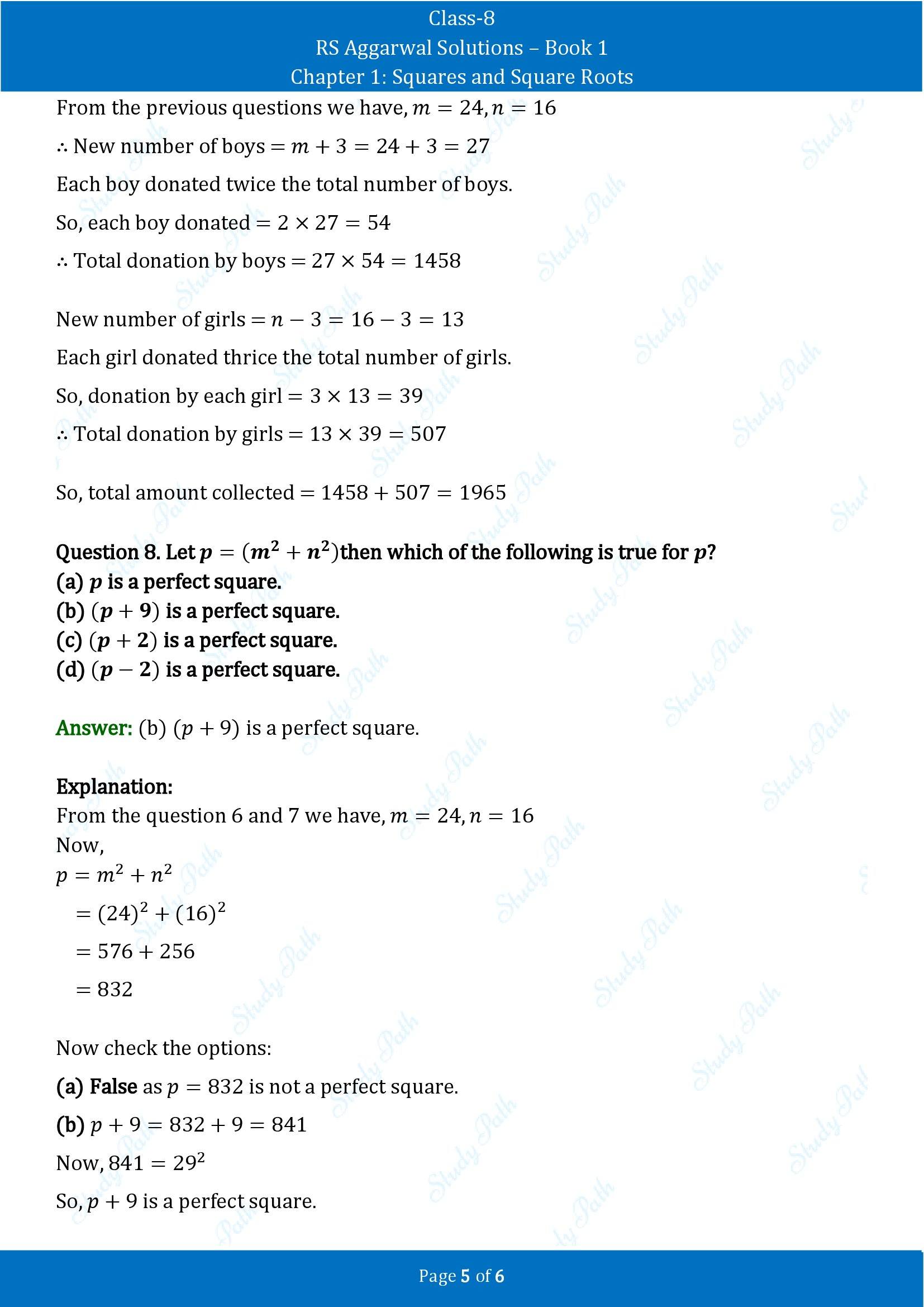 RS Aggarwal Solutions Class 8 Book 1 Chapter 1 Squares and Square Roots Exercise 1D 00005