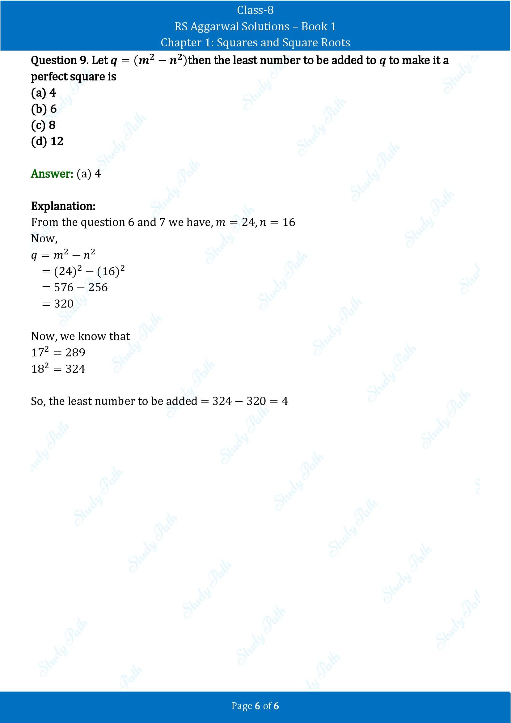 RS Aggarwal Solutions Class 8 Book 1 Chapter 1 Squares and Square Roots Exercise 1D 00006
