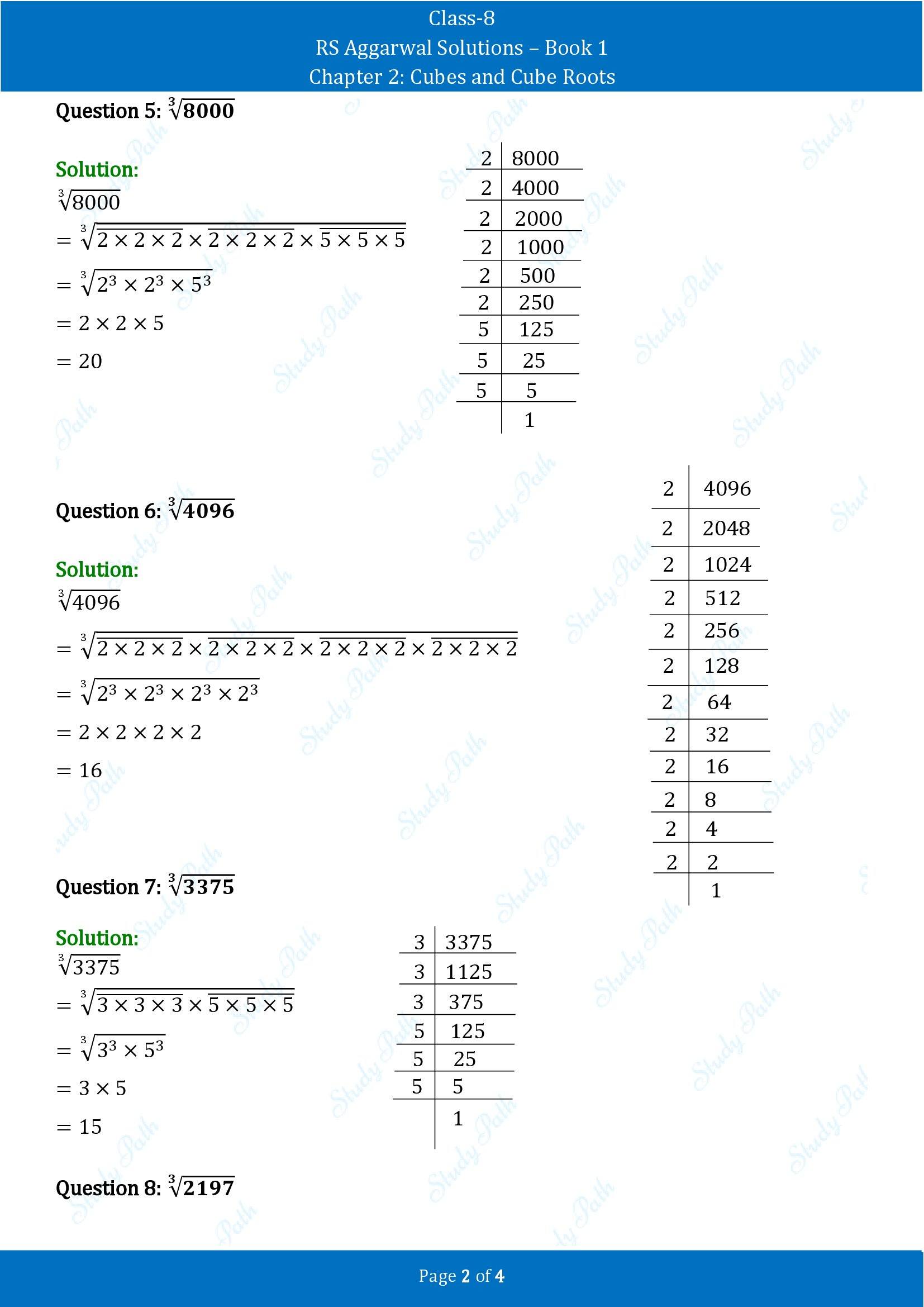 RS Aggarwal Solutions Class 8 Book 1 Chapter 2 Cubes and Cube Roots Exercise 2B 00002