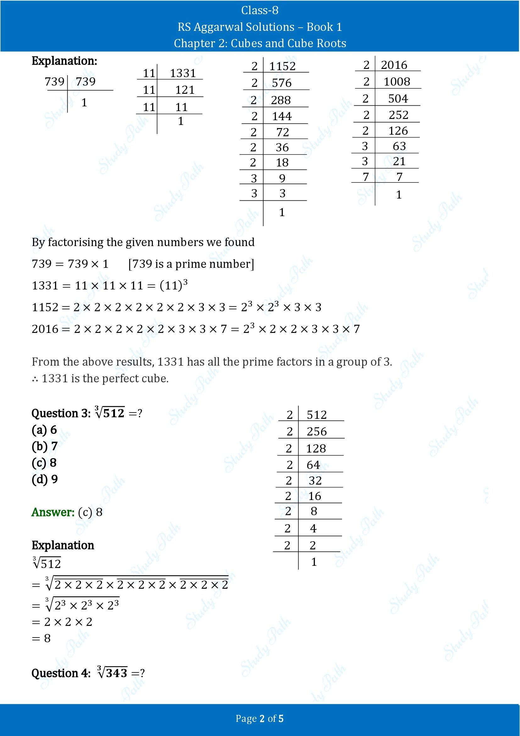 RS Aggarwal Solutions Class 8 Book 1 Chapter 2 Cubes and Cube Roots Exercise 2C 00002