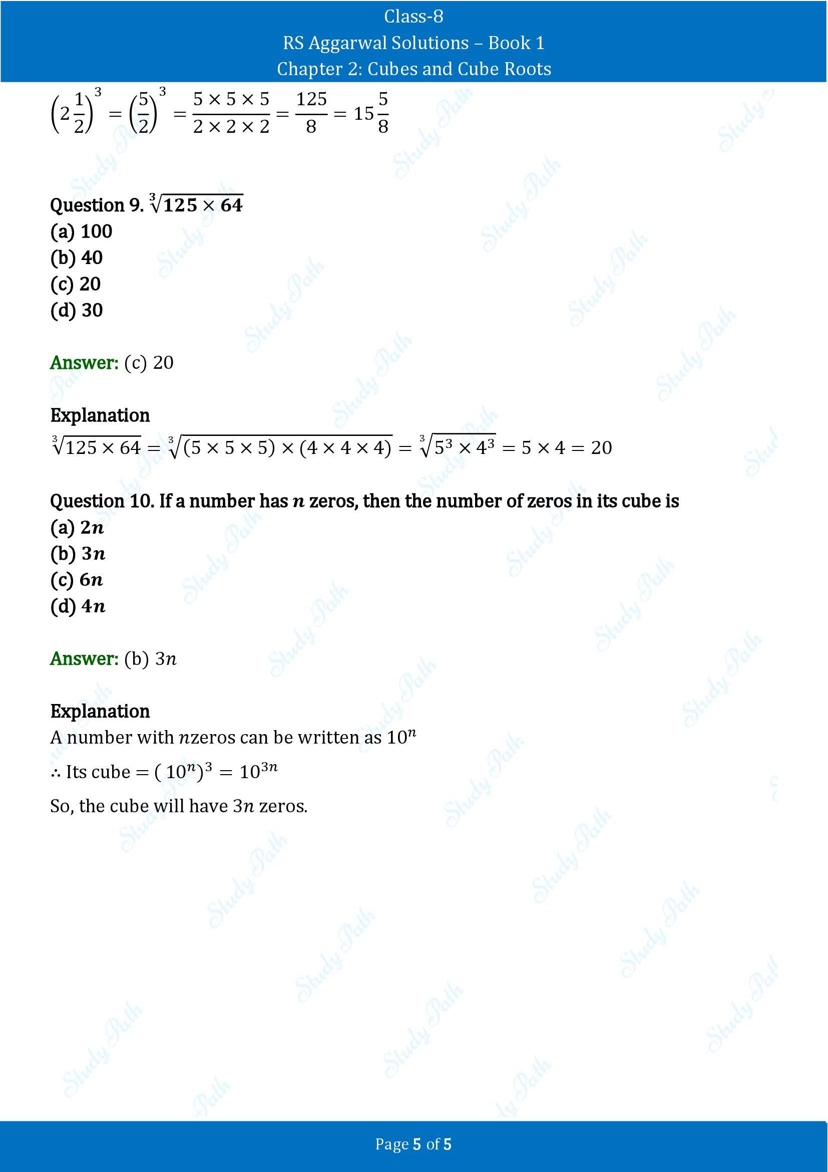 RS Aggarwal Solutions Class 8 Book 1 Chapter 2 Cubes and Cube Roots Exercise 2C 00005