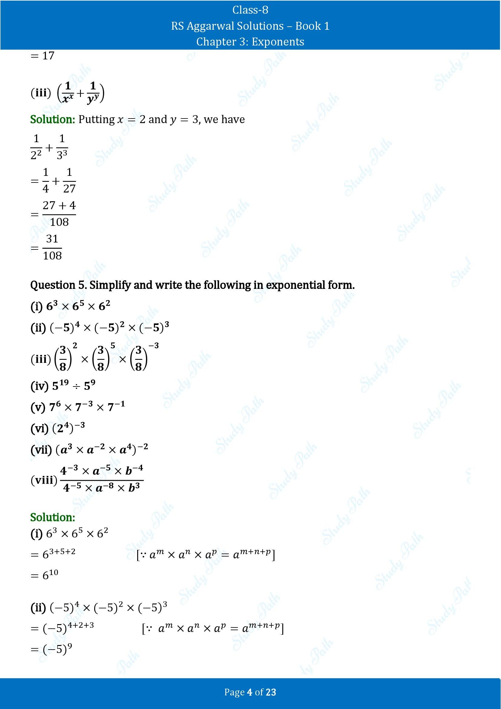 RS Aggarwal Solutions Class 8 Book 1 Chapter 3 Exponents Exercise 3A 00004