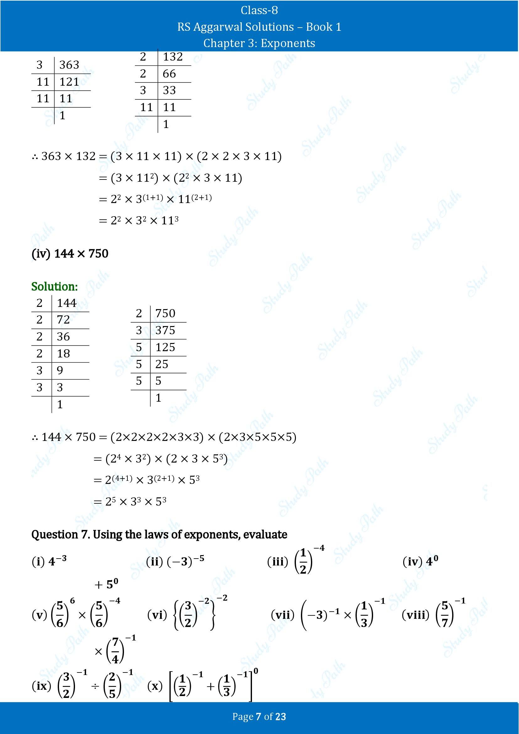 RS Aggarwal Solutions Class 8 Book 1 Chapter 3 Exponents Exercise 3A 00007