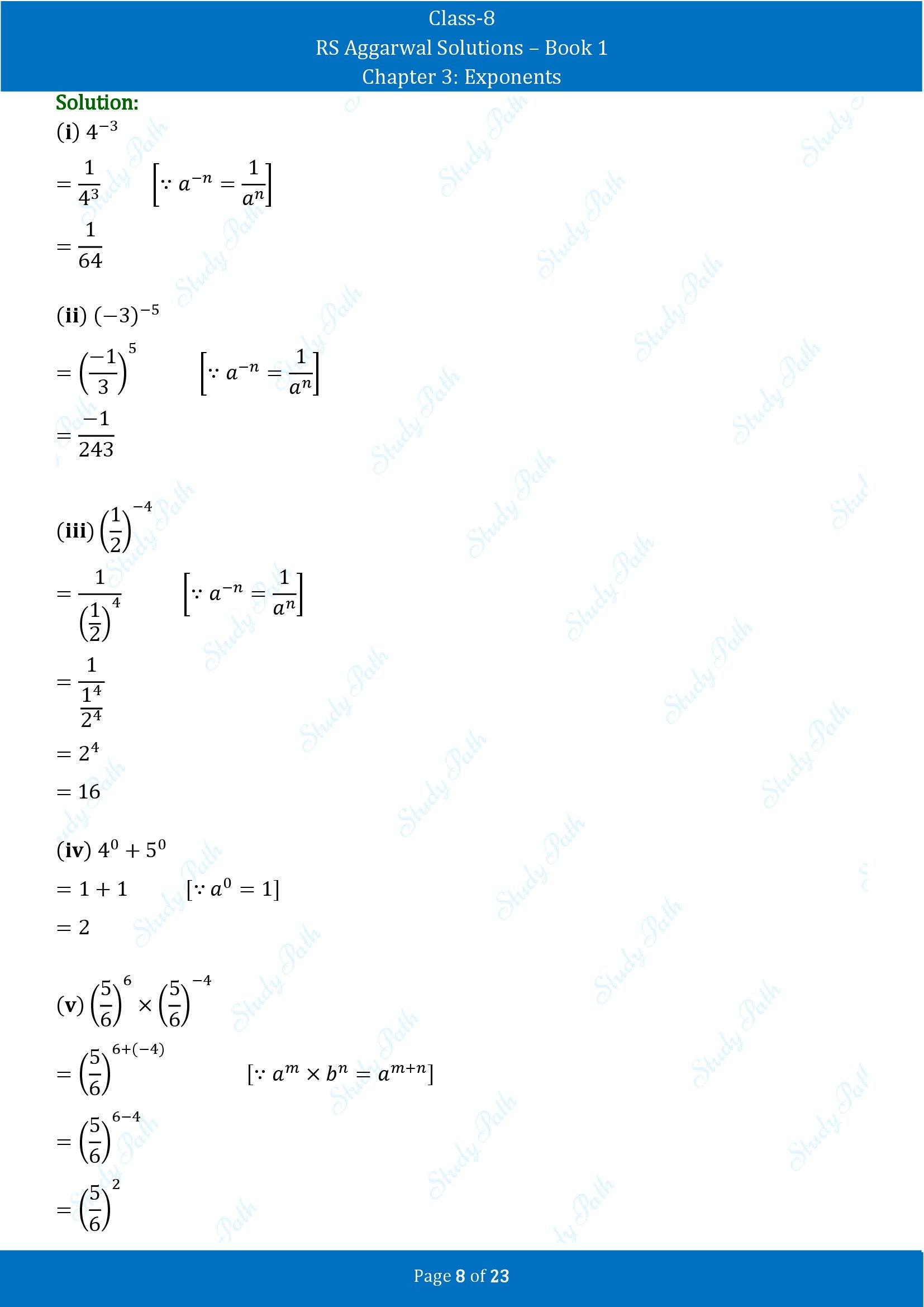 RS Aggarwal Solutions Class 8 Book 1 Chapter 3 Exponents Exercise 3A 00008