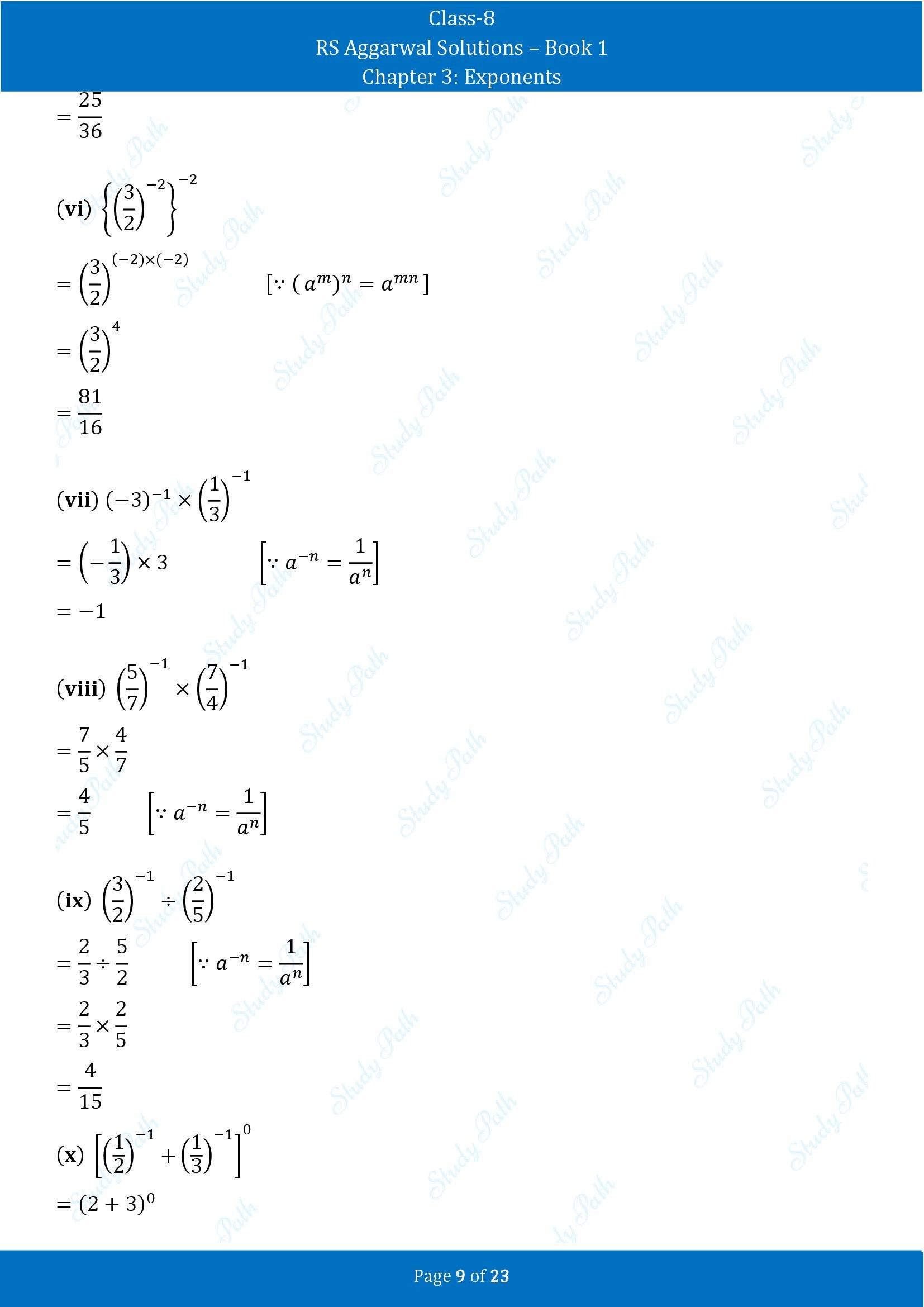 RS Aggarwal Solutions Class 8 Book 1 Chapter 3 Exponents Exercise 3A 00009