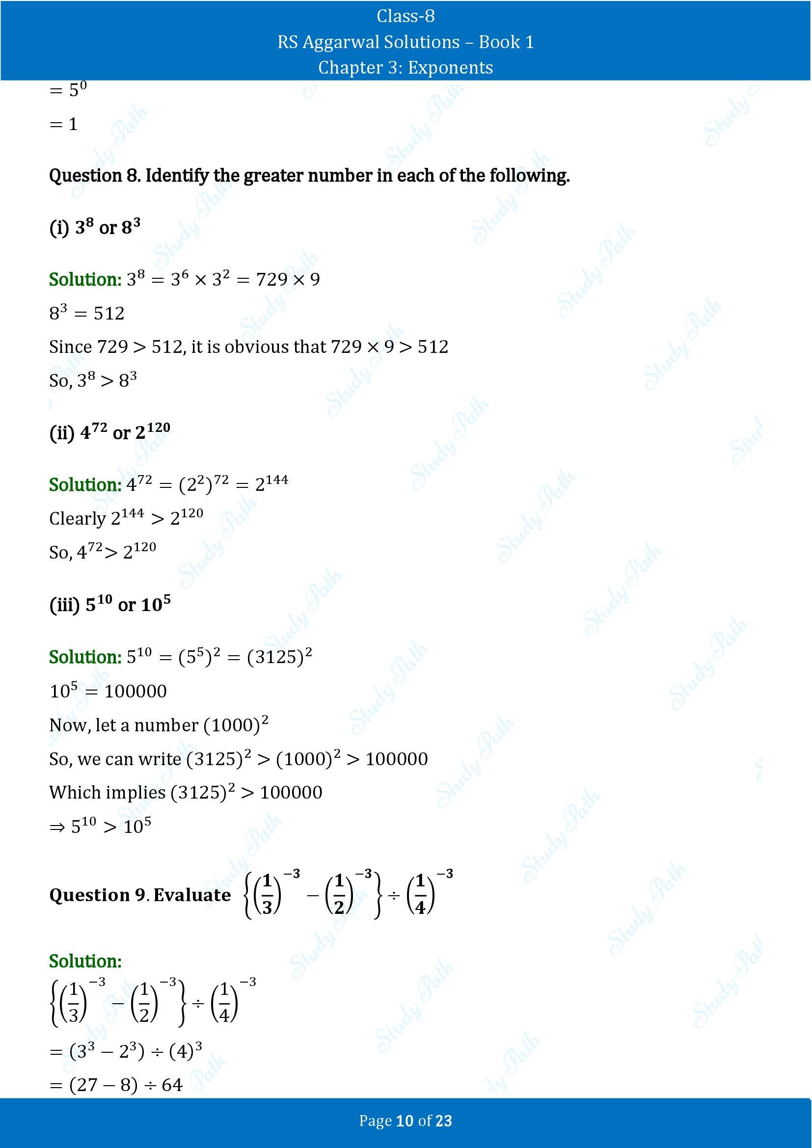 RS Aggarwal Solutions Class 8 Book 1 Chapter 3 Exponents Exercise 3A 00010
