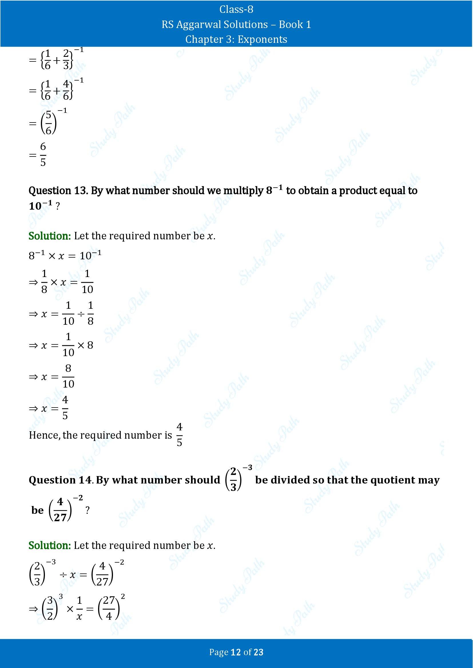 RS Aggarwal Solutions Class 8 Book 1 Chapter 3 Exponents Exercise 3A 00012