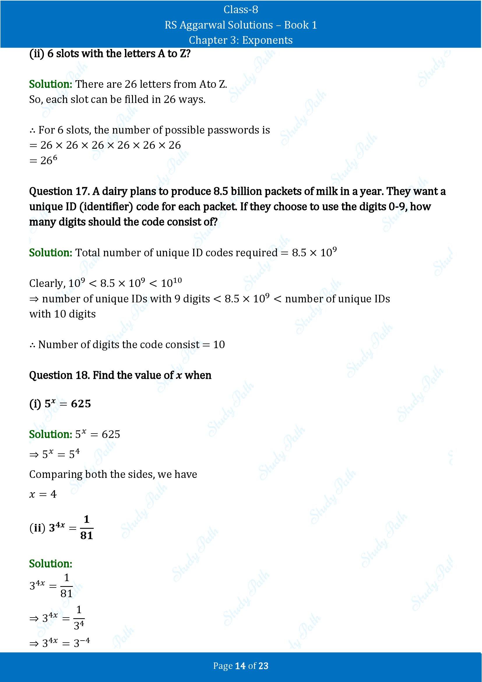 RS Aggarwal Solutions Class 8 Book 1 Chapter 3 Exponents Exercise 3A 00014