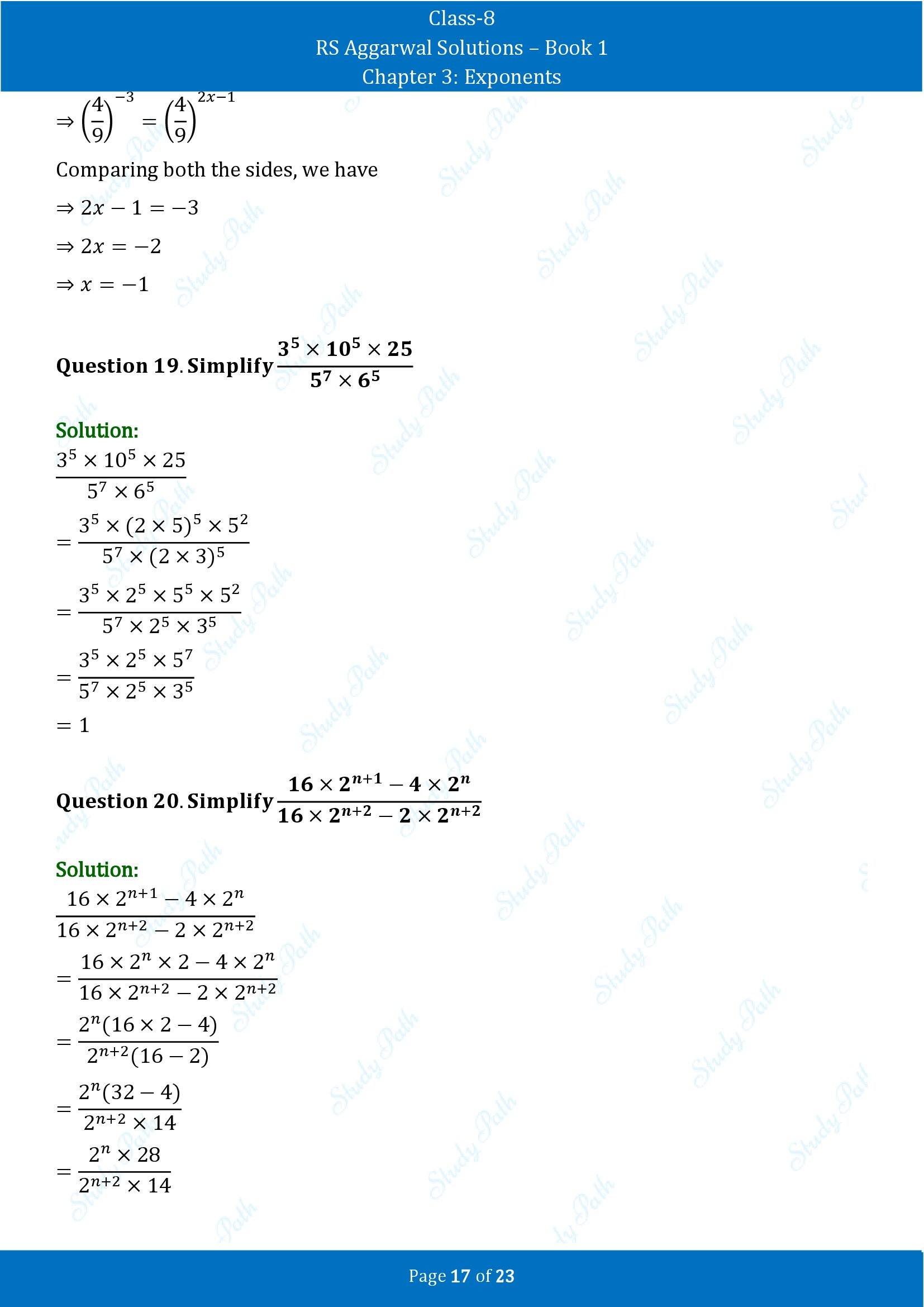 RS Aggarwal Solutions Class 8 Book 1 Chapter 3 Exponents Exercise 3A 00017