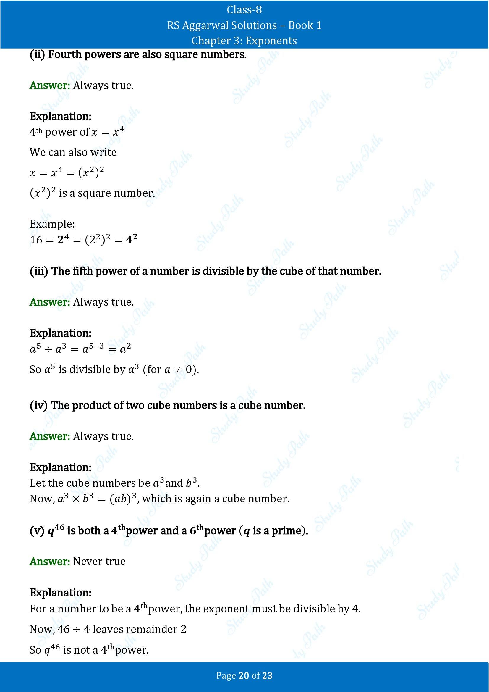 RS Aggarwal Solutions Class 8 Book 1 Chapter 3 Exponents Exercise 3A 00020