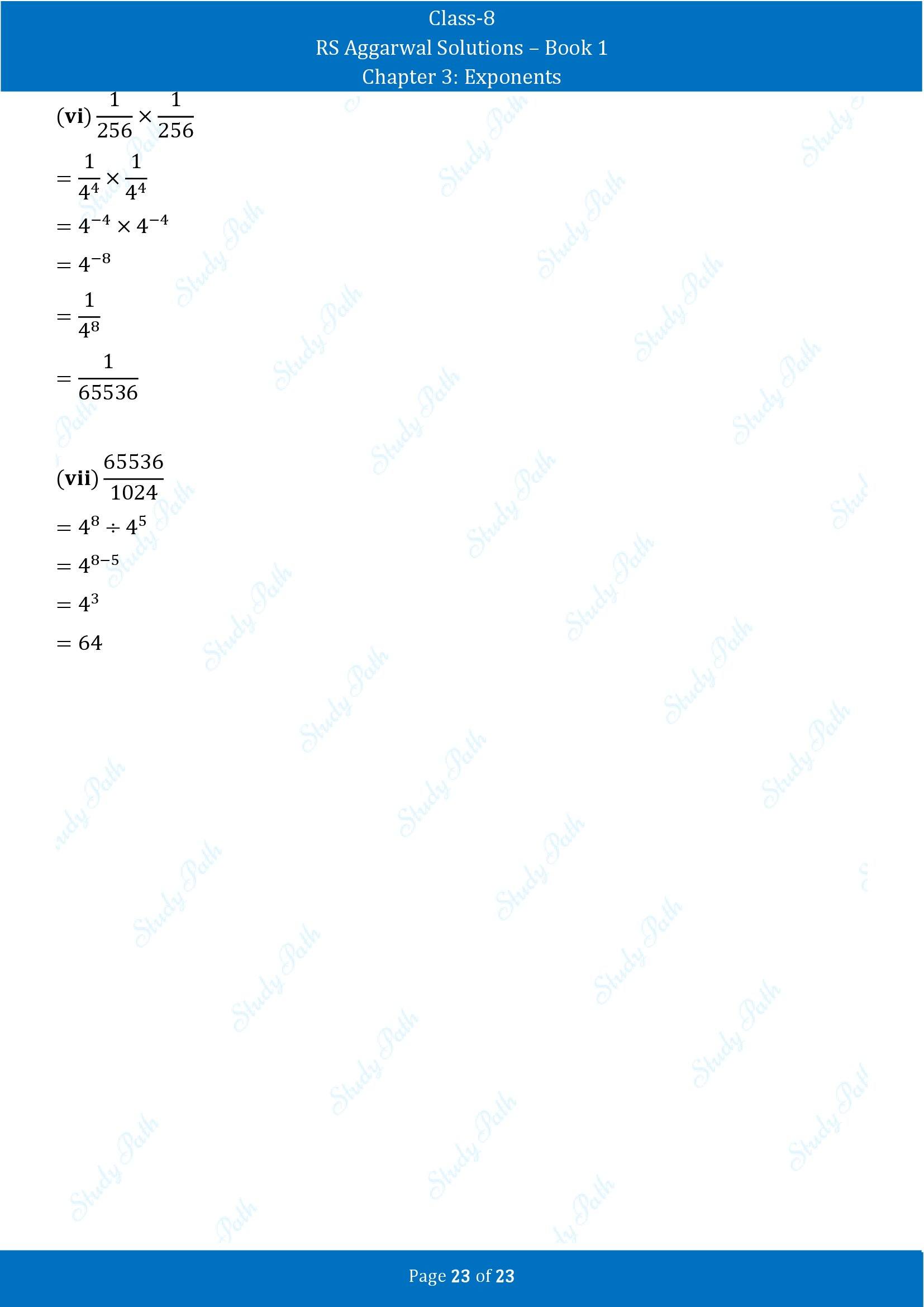 RS Aggarwal Solutions Class 8 Book 1 Chapter 3 Exponents Exercise 3A 00023