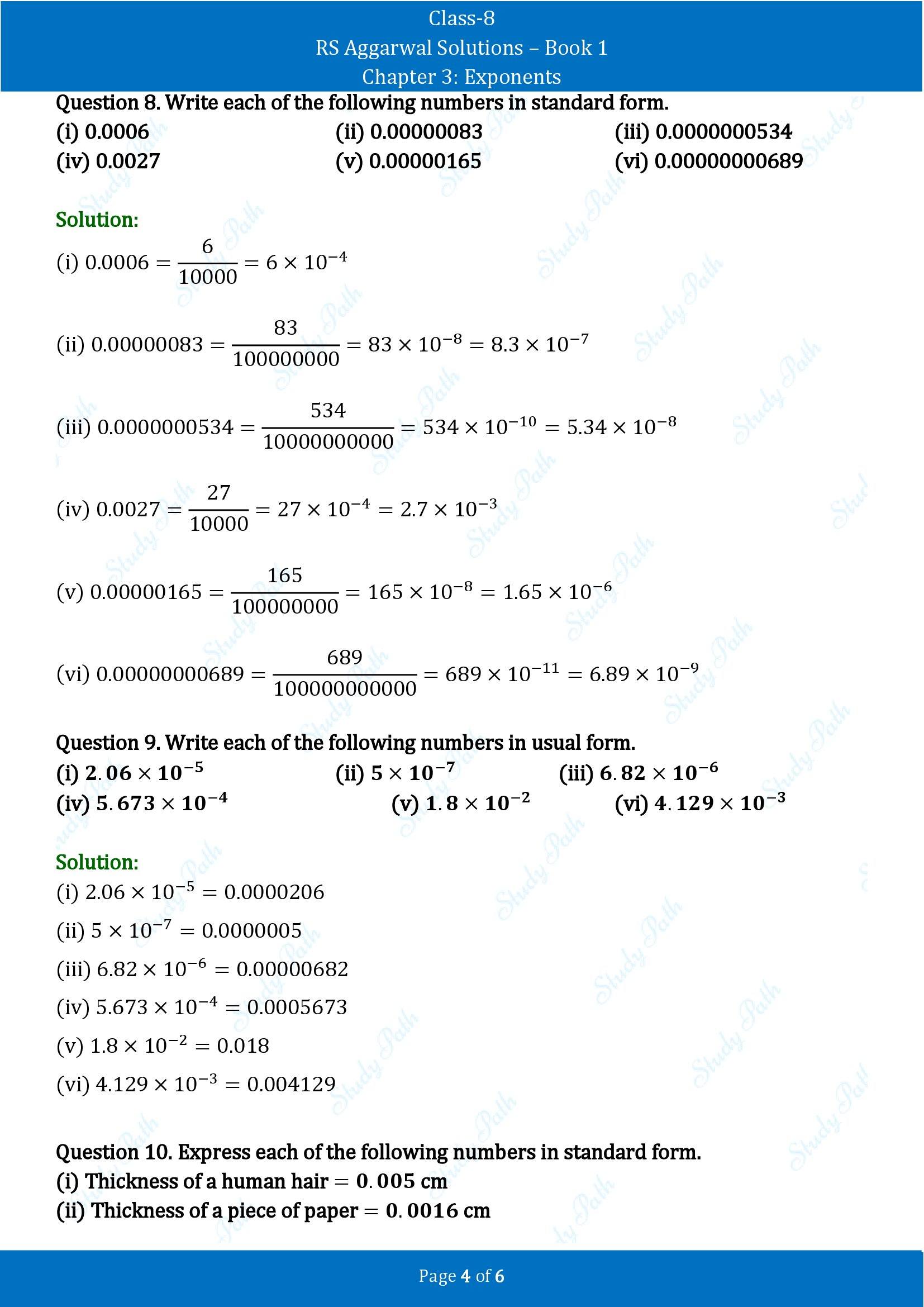 RS Aggarwal Solutions Class 8 Book 1 Chapter 3 Exponents Exercise 3B 00004