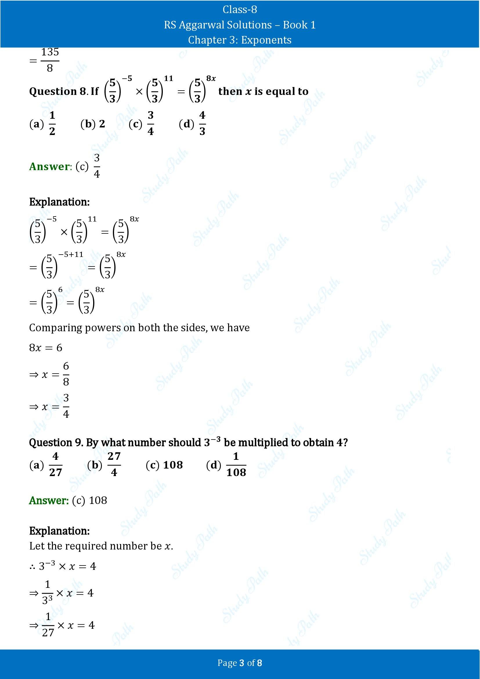 RS Aggarwal Solutions Class 8 Book 1 Chapter 3 Exponents Exercise 3C 00003