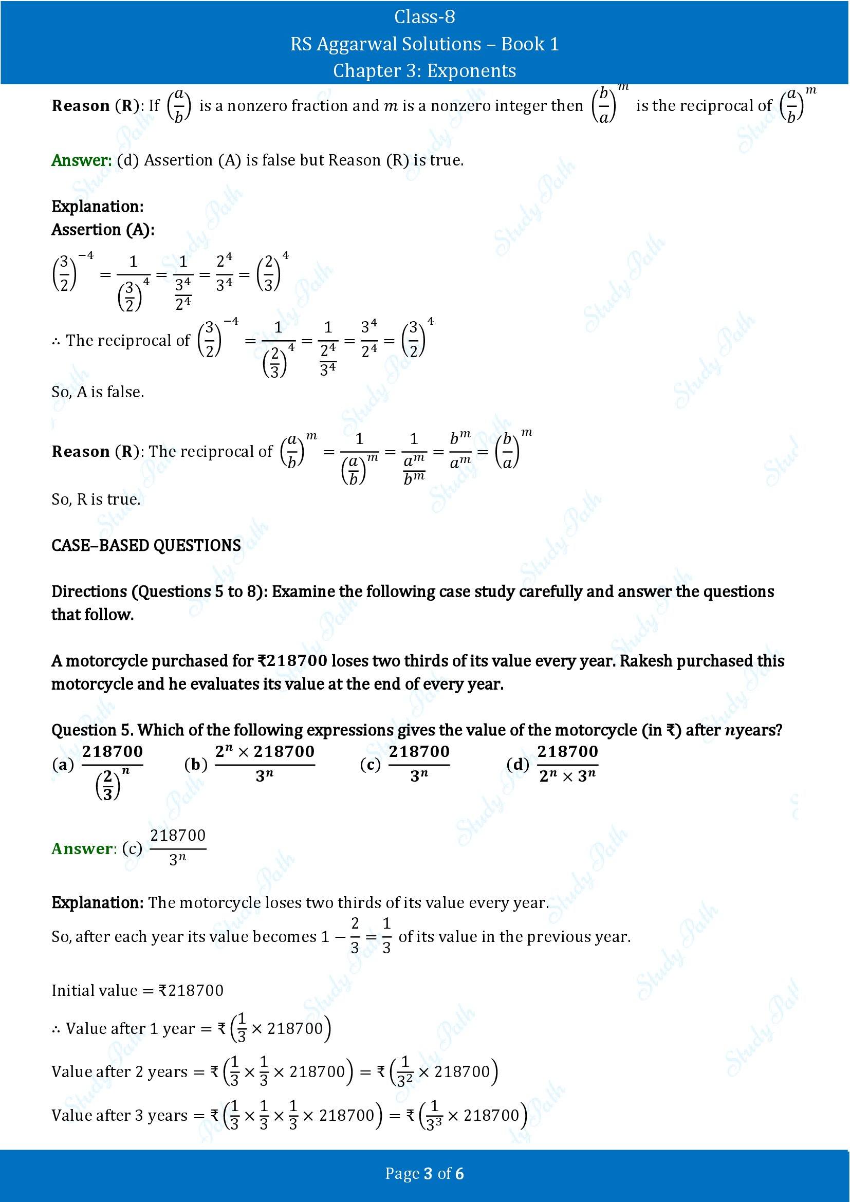 RS Aggarwal Solutions Class 8 Book 1 Chapter 3 Exponents Exercise 3D 00003