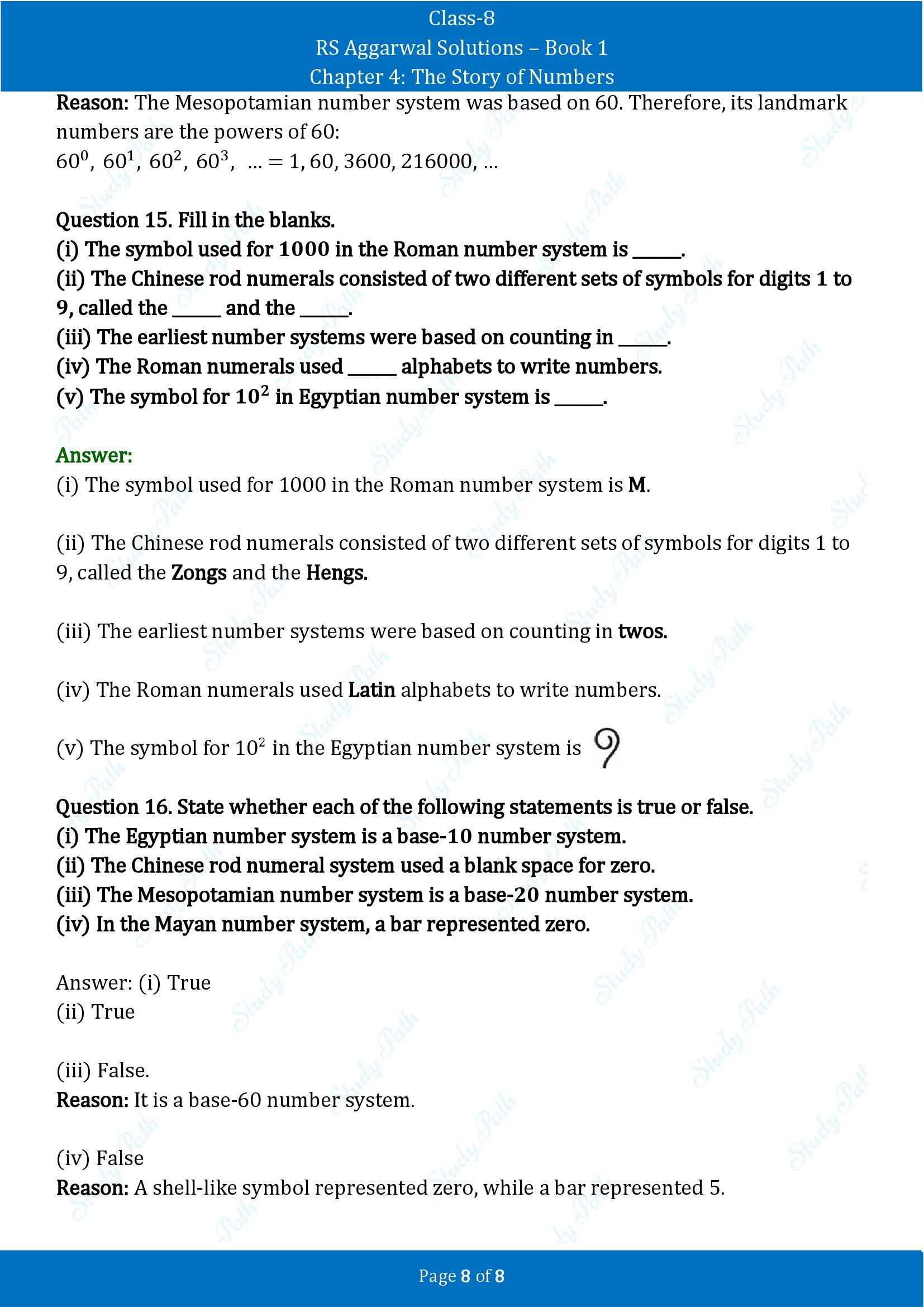 RS Aggarwal Solutions Class 8 Book 1 Chapter 4 The Story of Numbers Test Paper 4 00008