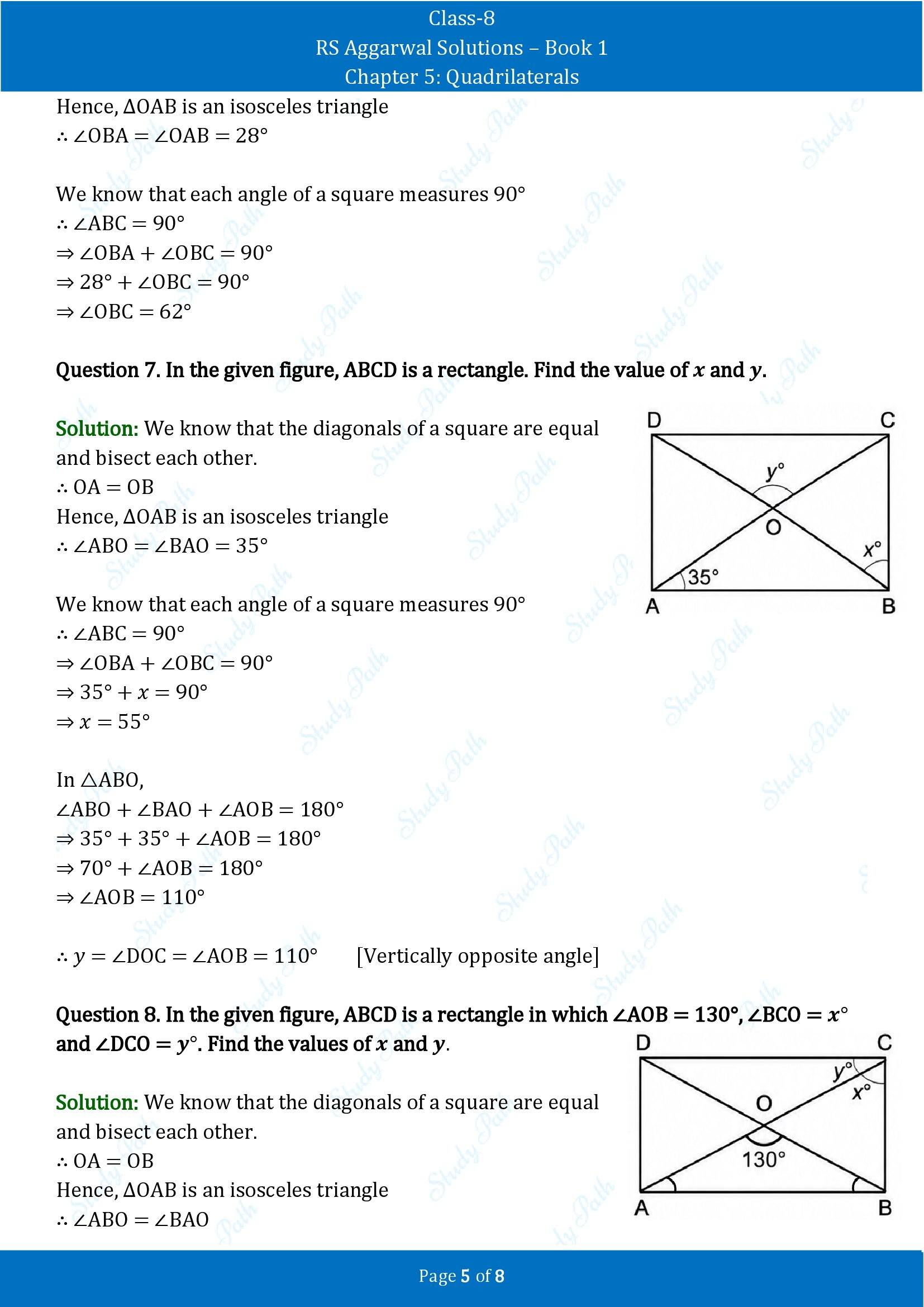 RS Aggarwal Solutions Class 8 Book 1 Chapter 5 Quadrilaterals Exercise 5A 00005