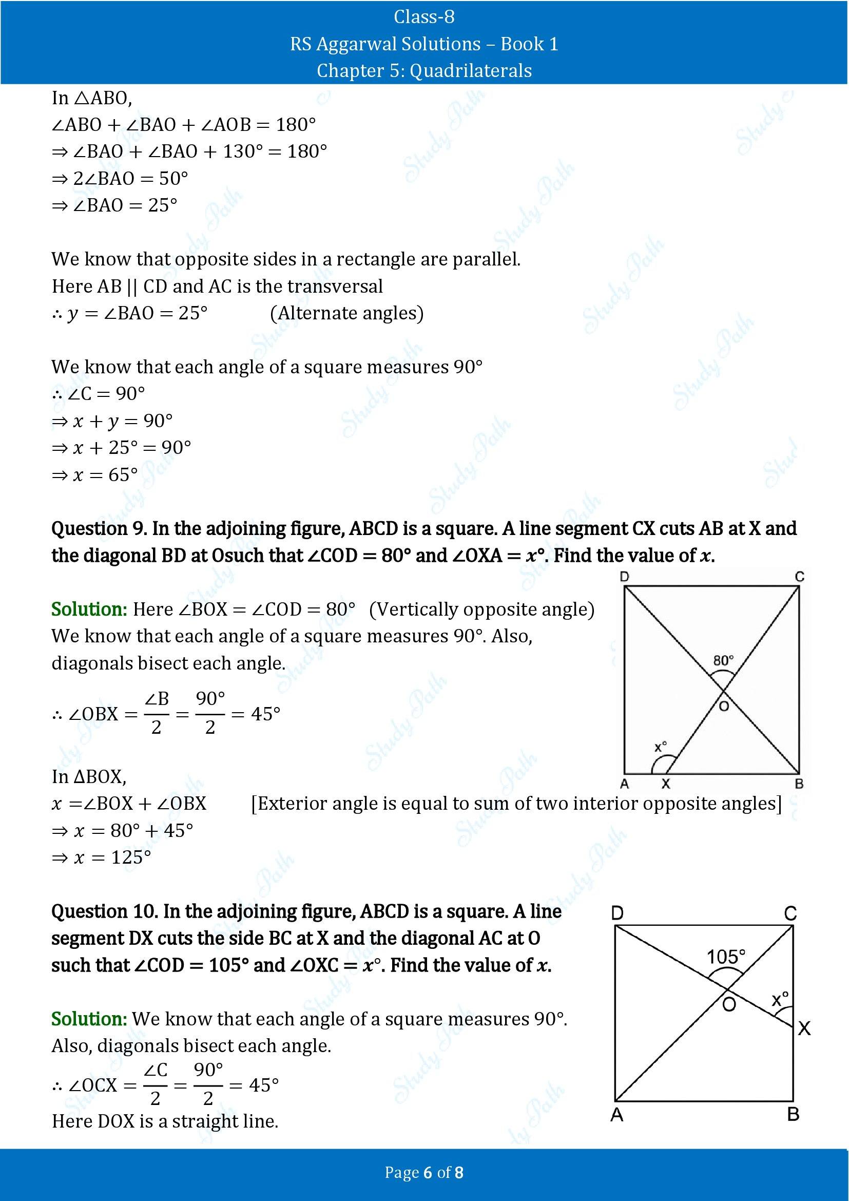 RS Aggarwal Solutions Class 8 Book 1 Chapter 5 Quadrilaterals Exercise 5A 00006